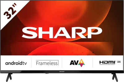 Sharp 1T-C32FHx LED-Fernseher (80 cm/32 Zoll, HD-ready, Android TV, Smart-TV, Frameless Android TV, 3X HDMI)