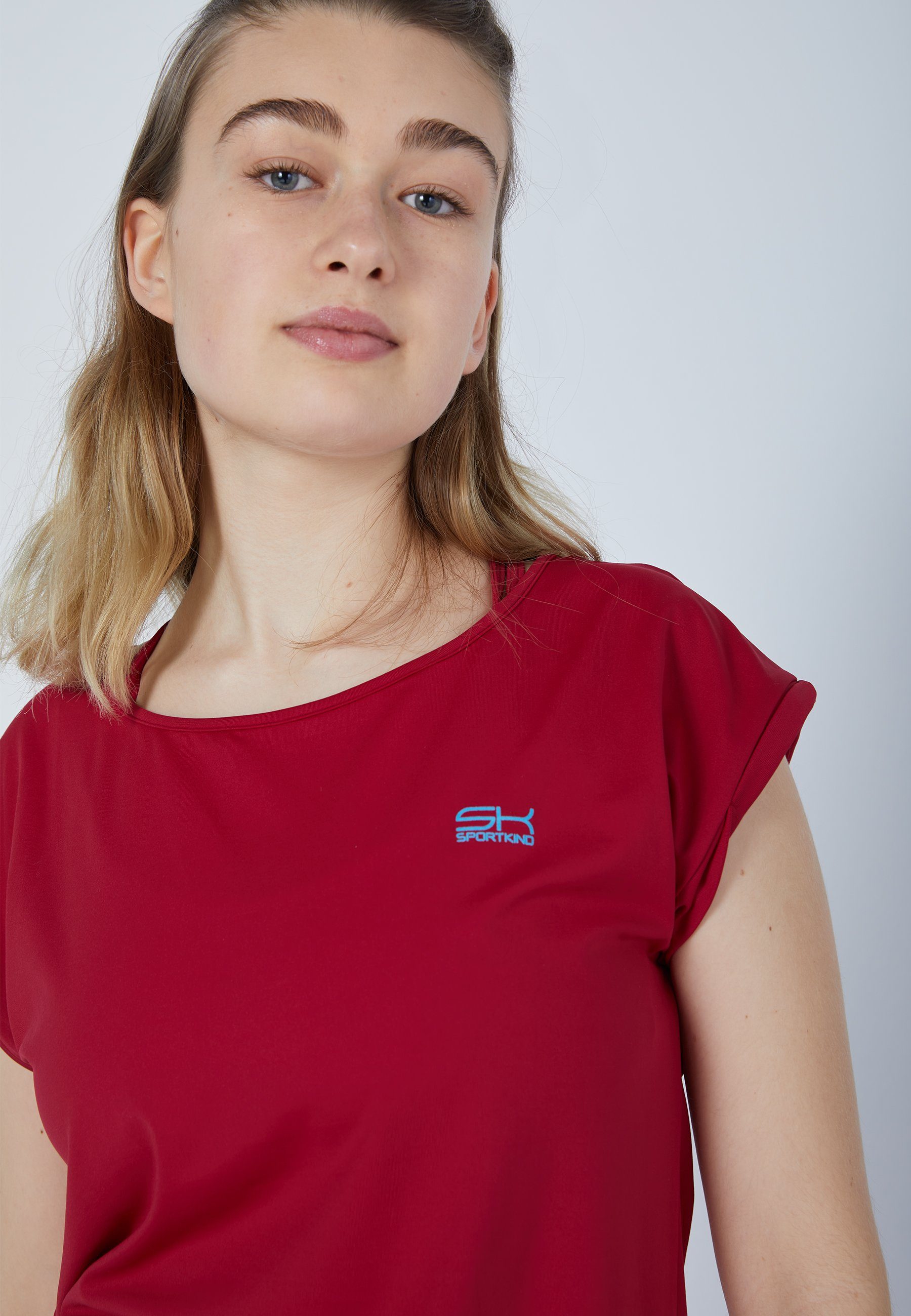 SPORTKIND Funktionsshirt Tennis Loose Shirt Fit rot & Mädchen Damen bordeaux