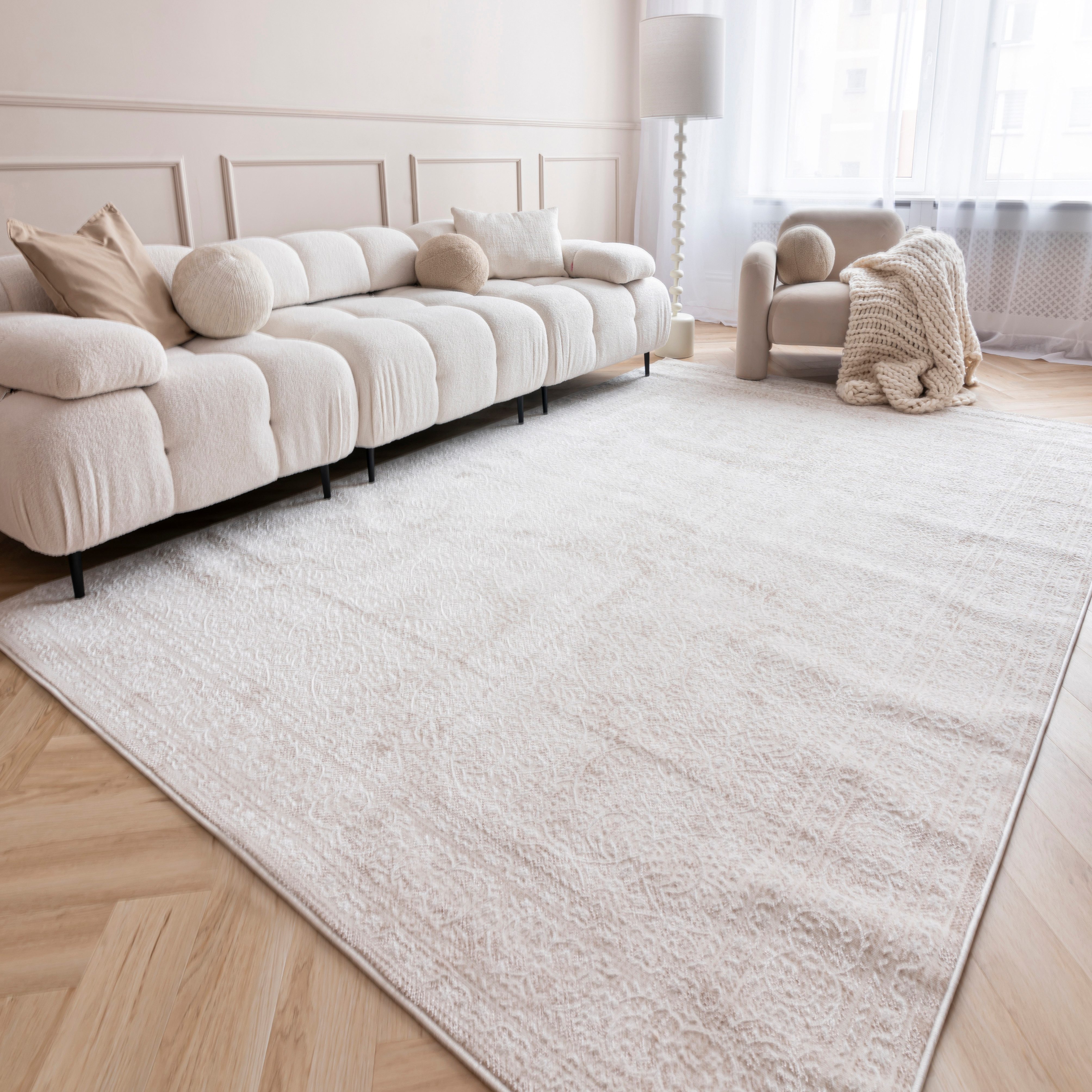 Mazovia Designteppich Modern Abstrakt Beige Creme Wohnzimmer, Schlafzimmer, Esszimmer, Büro, Fußbodenheizung – Bild 3 von 5