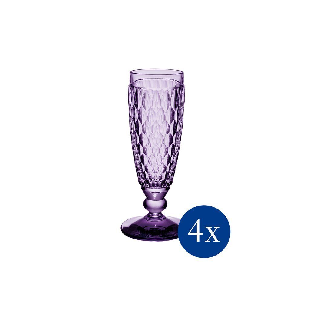 Villeroy & Boch Sektglas Boston Lavender Sektglas, 120 ml, 4 Stück, Glas