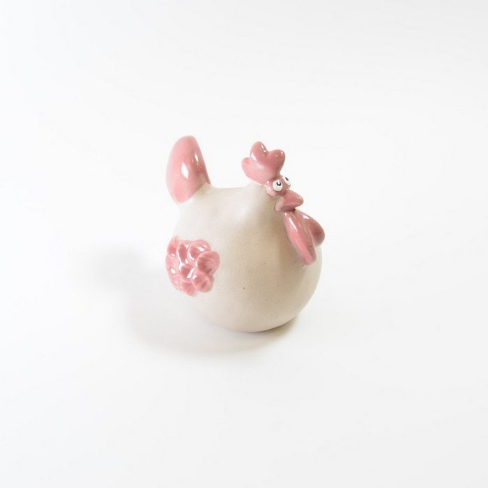 Posiwio Dekofigur Huhn Dekofigur bauchig Kugelförmig aus Keramik rosa/grau H 13 cm