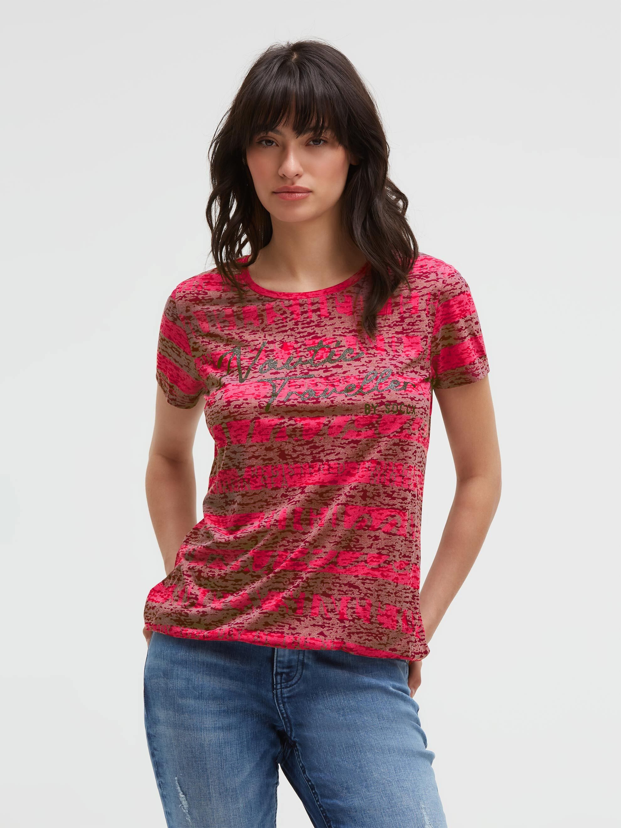 SOCCX Rundhalsshirt mit Gummizug im Saum