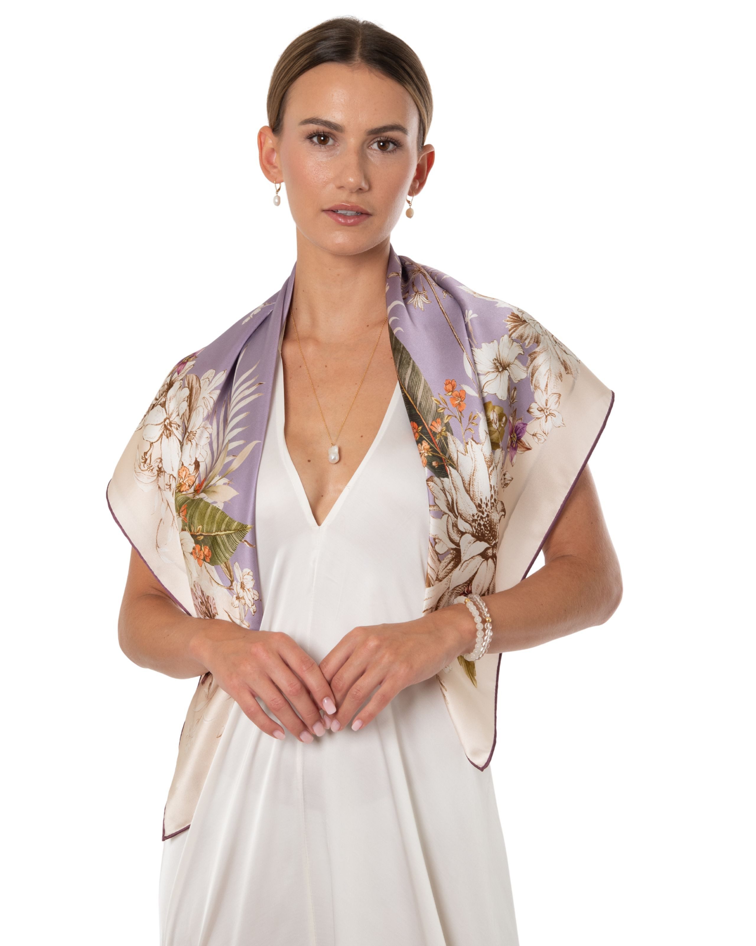 MayTree Seidentuch Premium handrolliert quadratisch 86x86, Frühlingsblüte l günstig online kaufen