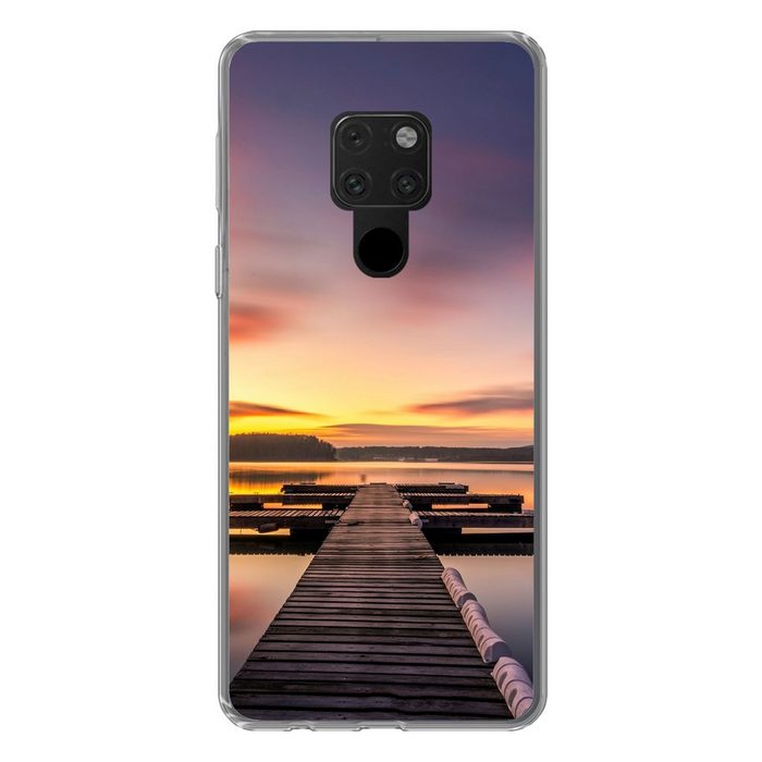 MuchoWow Handyhülle Steg - Sonnenuntergang - Wasser - Meer - Spiegelung Phone Case Handyhülle Huawei Mate 20 Silikon Schutzhülle