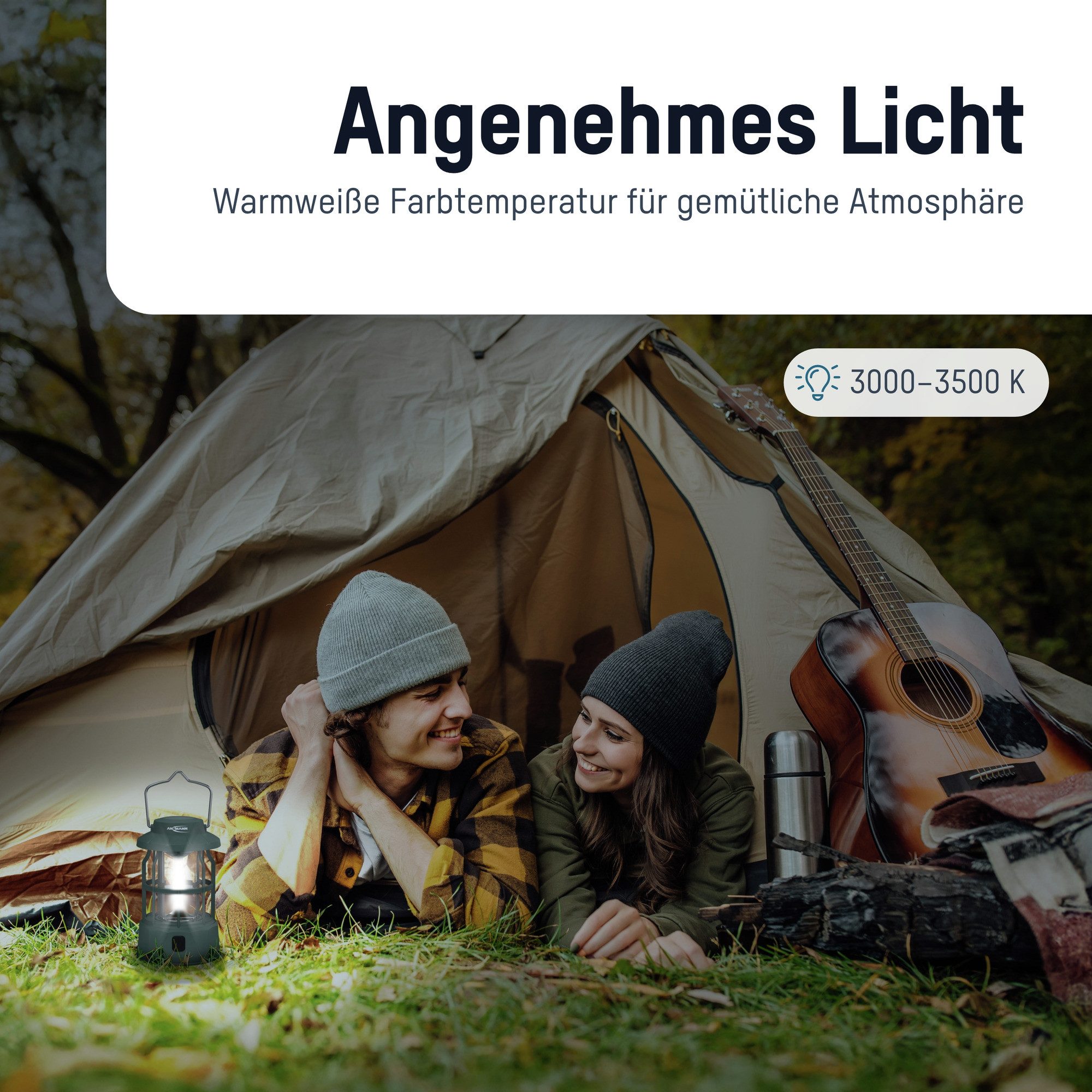 ANSMANN AG LED Gartenleuchte LED Campinglampe, akkubetriebene Outdoor Laterne mit 3 Leuchtmodi