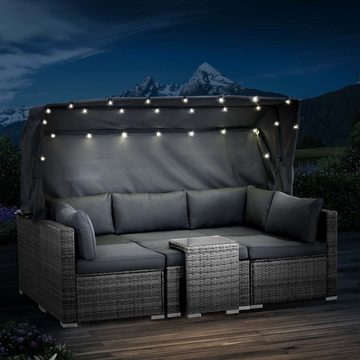 BRAST Sonneninsel Lounge Set 2-6 Personen 30 LEDs + Kissen, 230cm viele Farben, Outdoor Gartenmöbel Loungemöbel Sitzgruppe Garnitur