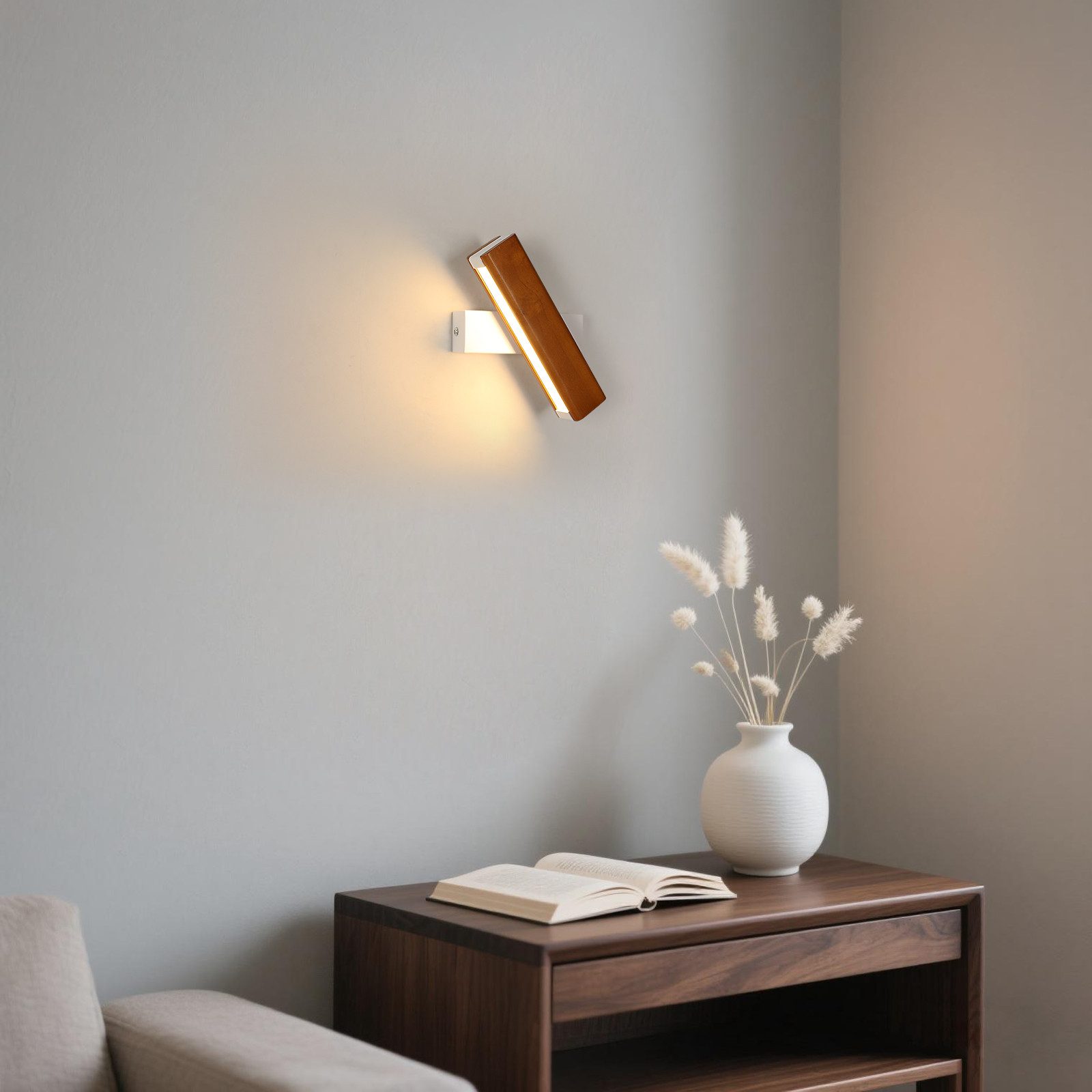 Riserva Wandleuchte Moderne LED Wandleuchte Holz 21cm 4W Warmweiß 3000K 220V, LED wechselbar – Bild 3 von 5