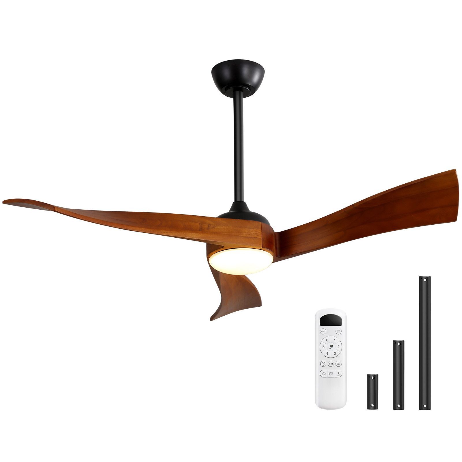 Sofucor Deckenventilator mit LED-Licht und Fernbedienung, DC, 132 cm, Timer-Funktion, 6 Geschwindigkeitsstufen