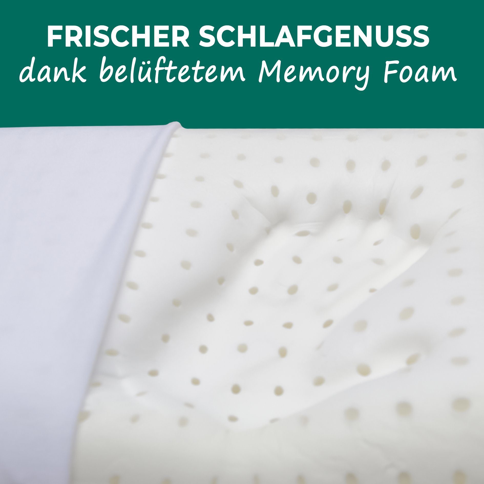 KNERST Nackenstützkissen Memory Foam Kissen, Füllung: 100% CosyPUR Gelschaum, Kopfkissen für ultimativen Komfort in jeder Schlafposition