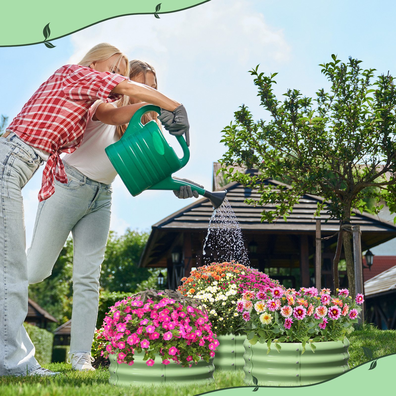 Meulbaty Blumenkasten 3er-Set Rund Metall-Hochbett für Garten mit Rankhilfe günstig online kaufen