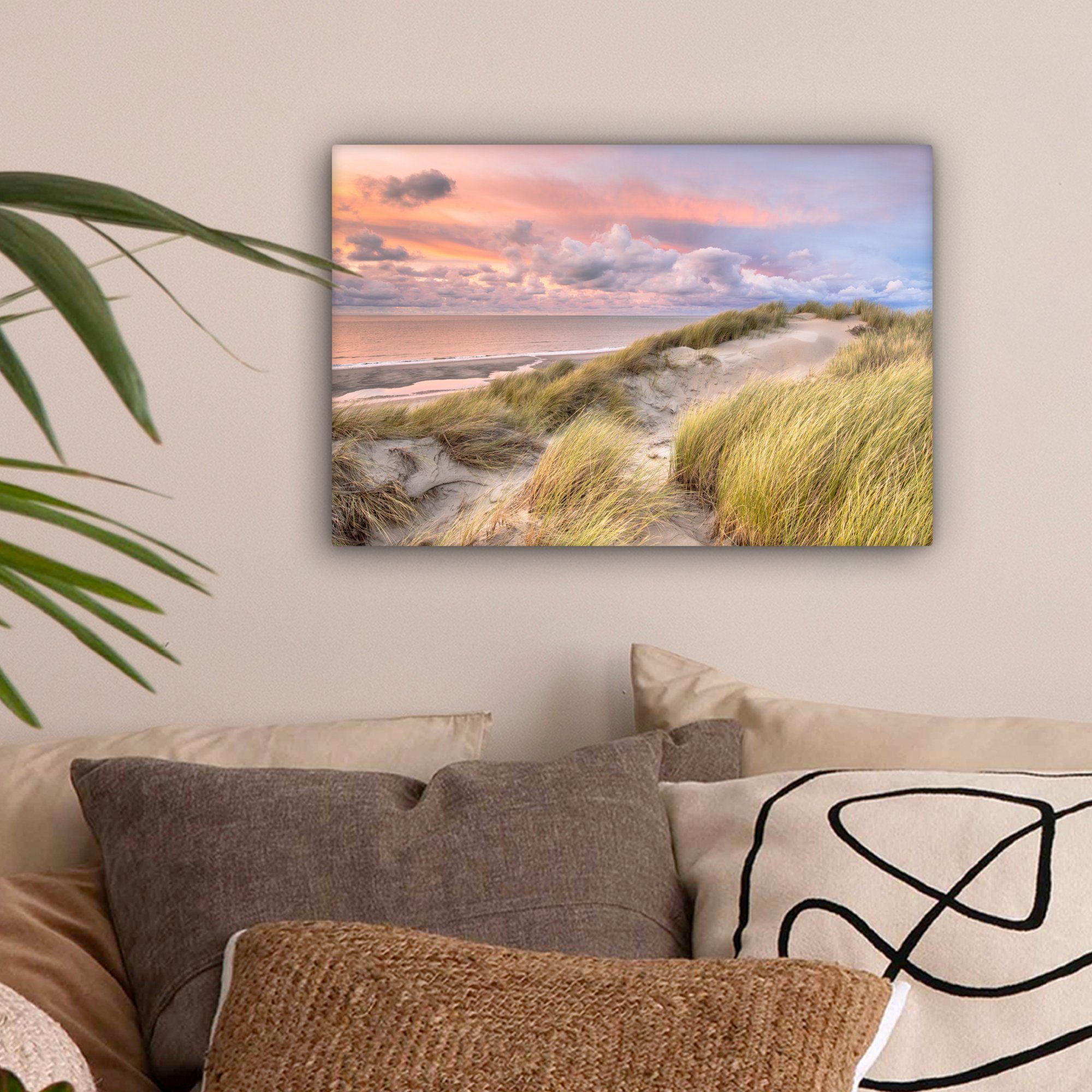 OneMillionCanvasses® Leinwandbild Strand - Meer - Düne - Sonnenuntergang, F günstig online kaufen