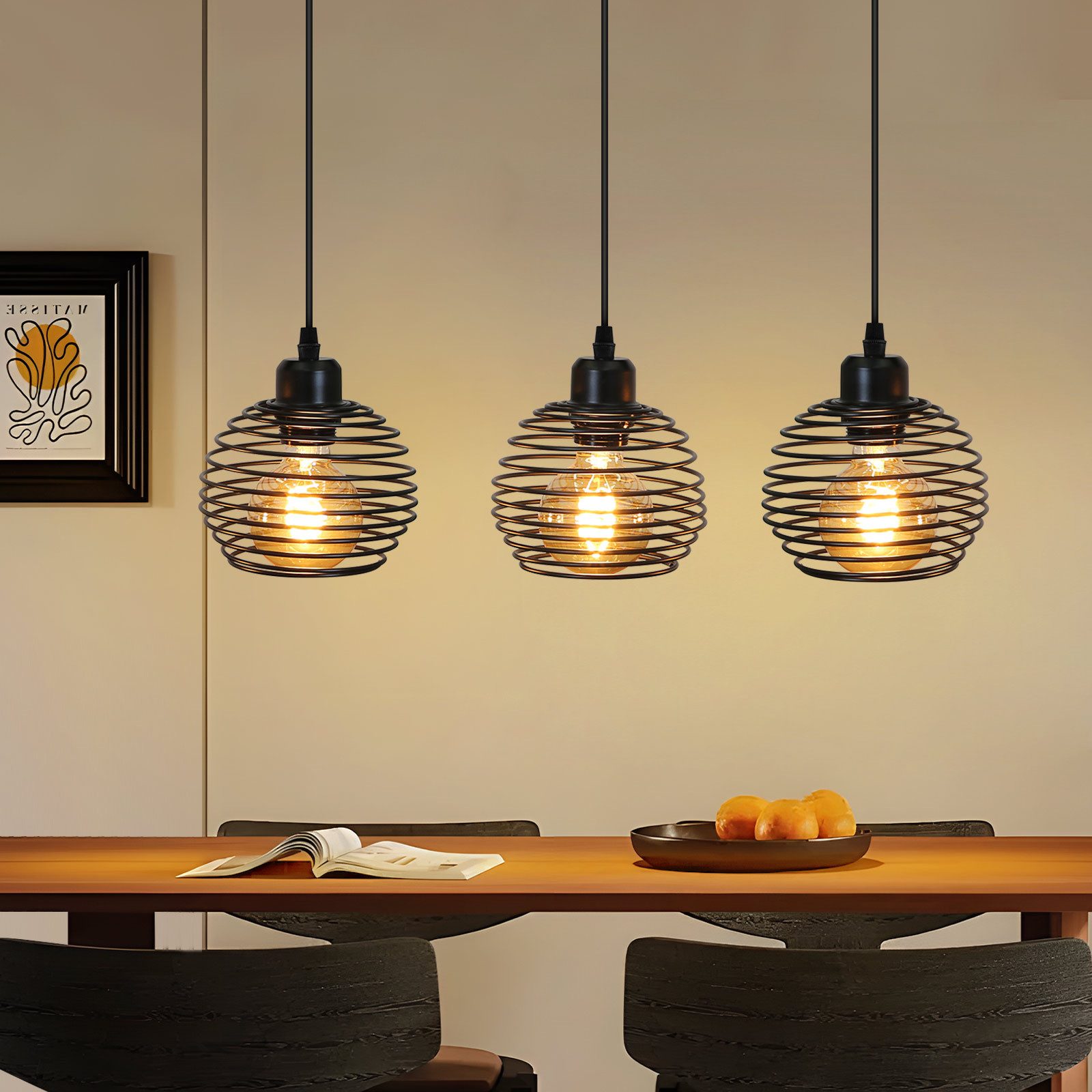 Nettlife Pendelleuchte Schwarz Esstisch Vintage Metall E27 Hängelampe Retro günstig online kaufen