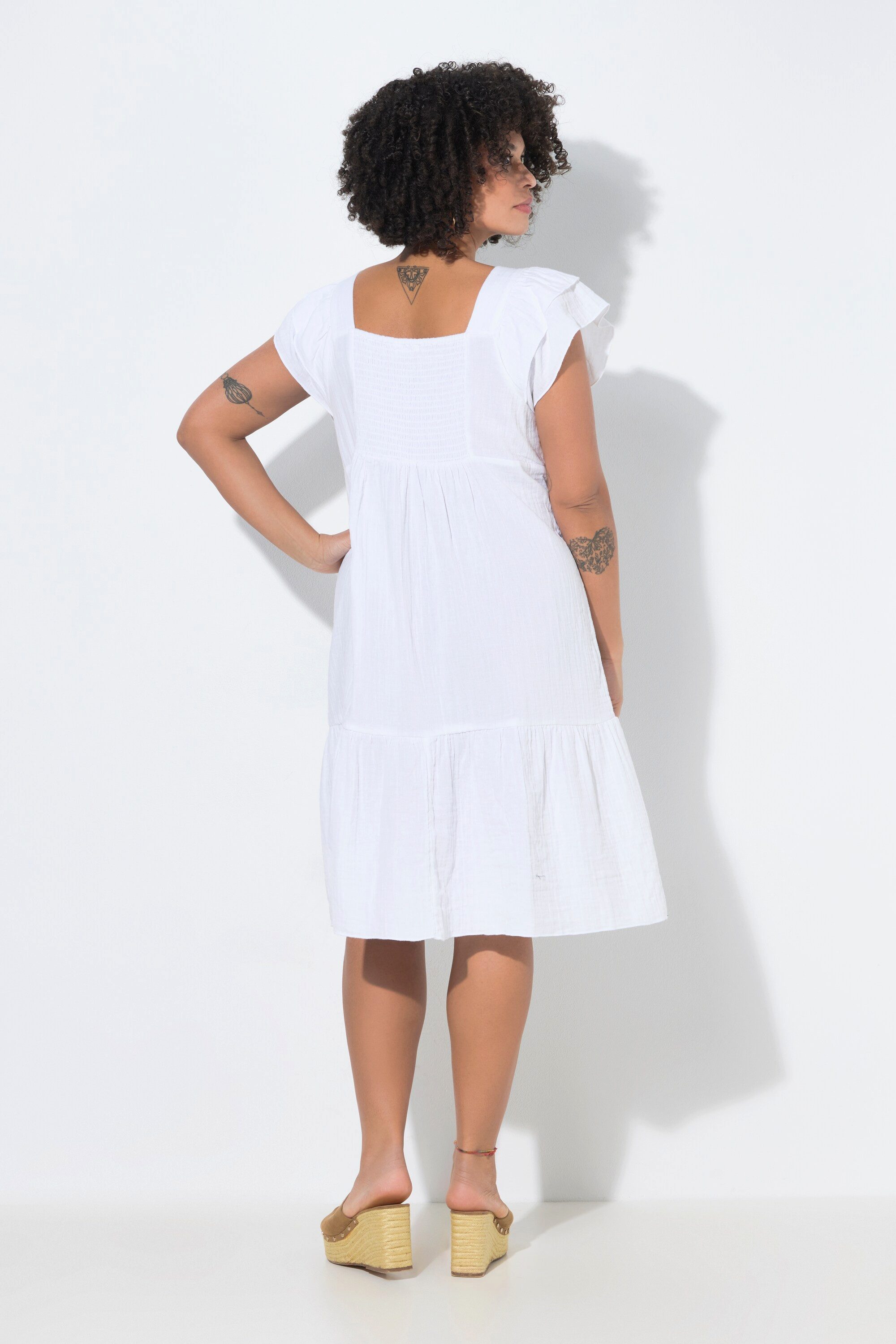 Angel of Style Jerseykleid Musselinkleid Carree-Ausschnitt Volants