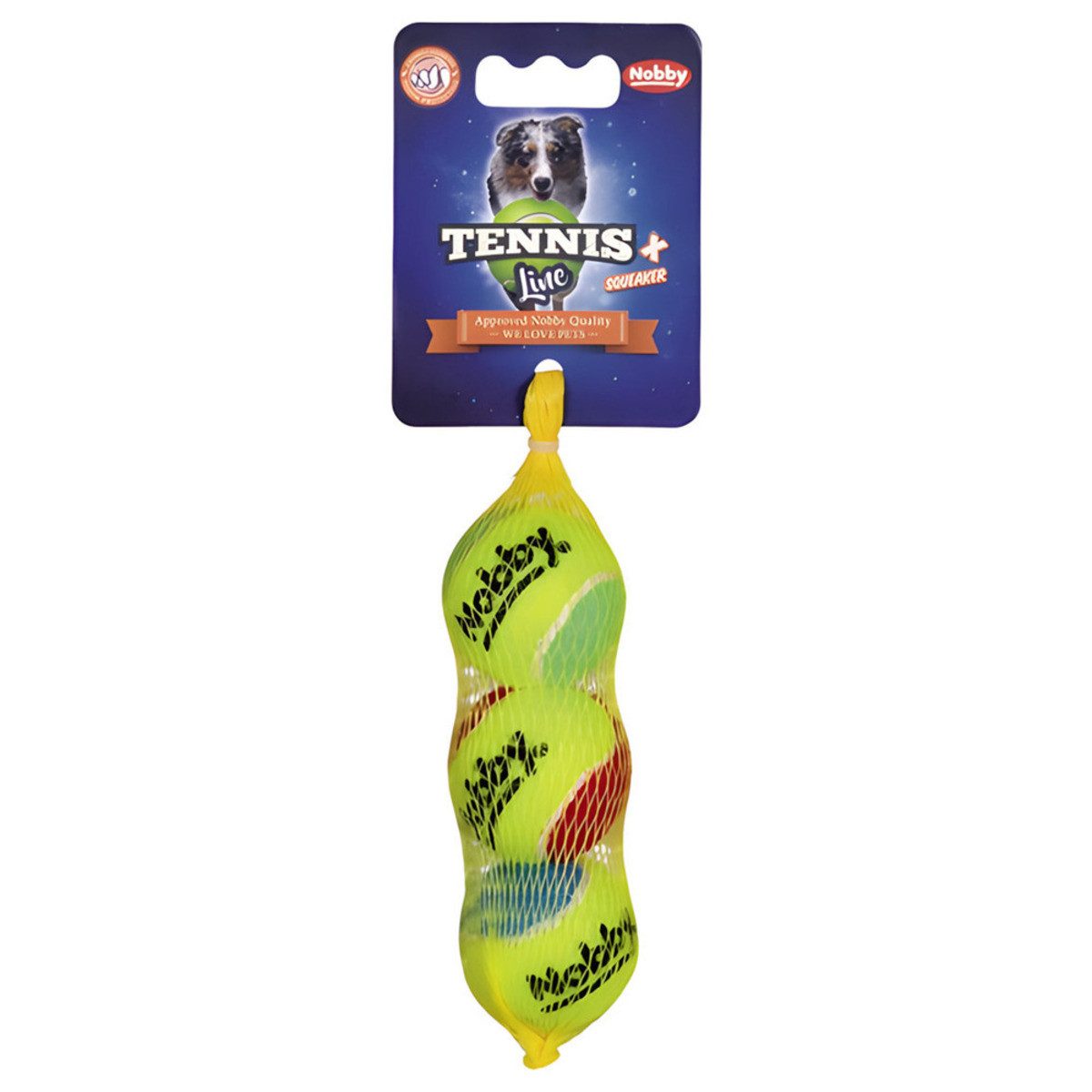 Nobby Tierball Tennisball mit Squeaker 3er Netz von Nobby