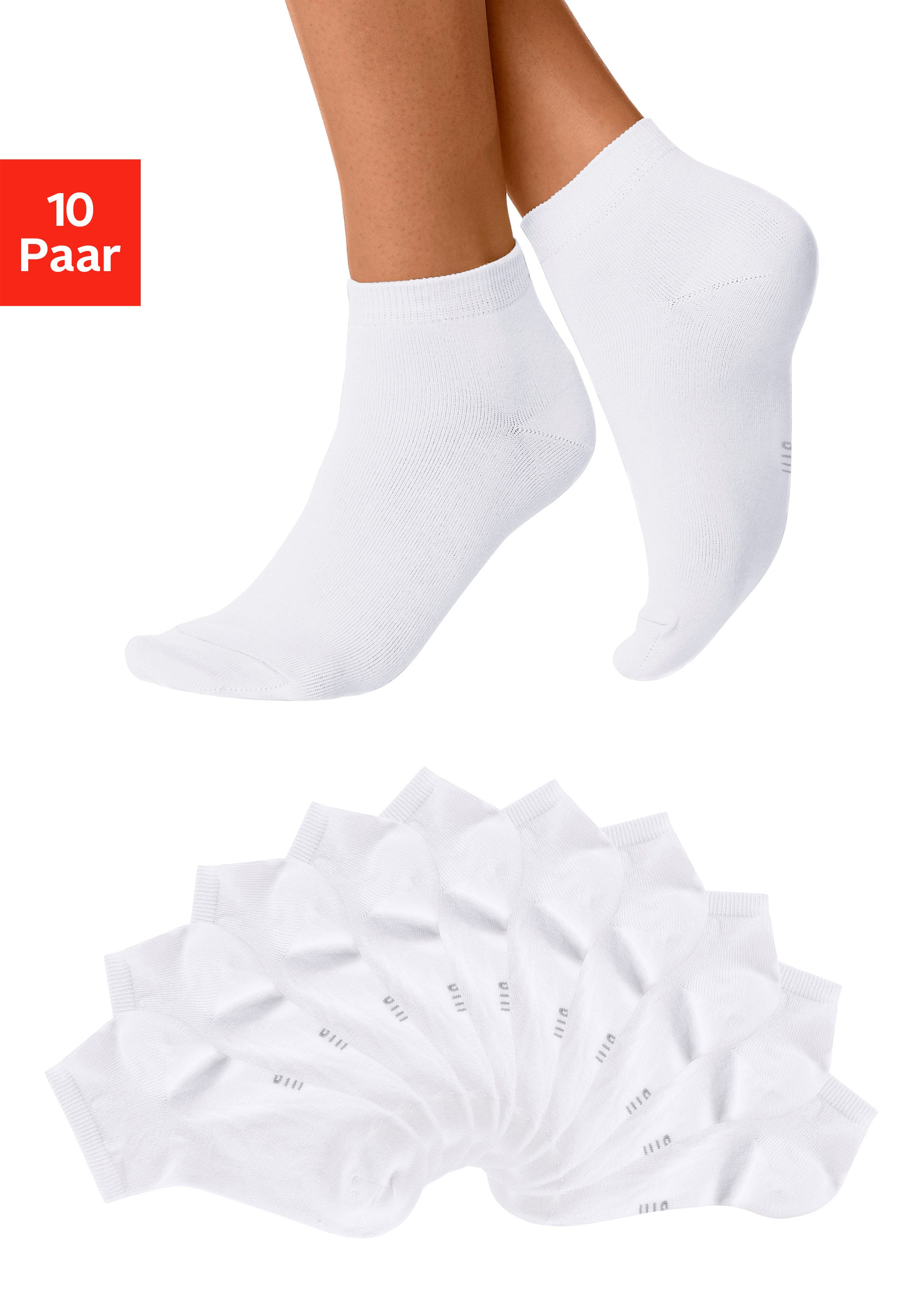 H.I.S Kurzsocken (Packung, 10-Paar) mit verstärkter Ferse und Spitze. Reduzierter Preis € 17,99. Unverbindliche Preisempfehlung € 26,99, (€ 1,80 pro 1 Paar)