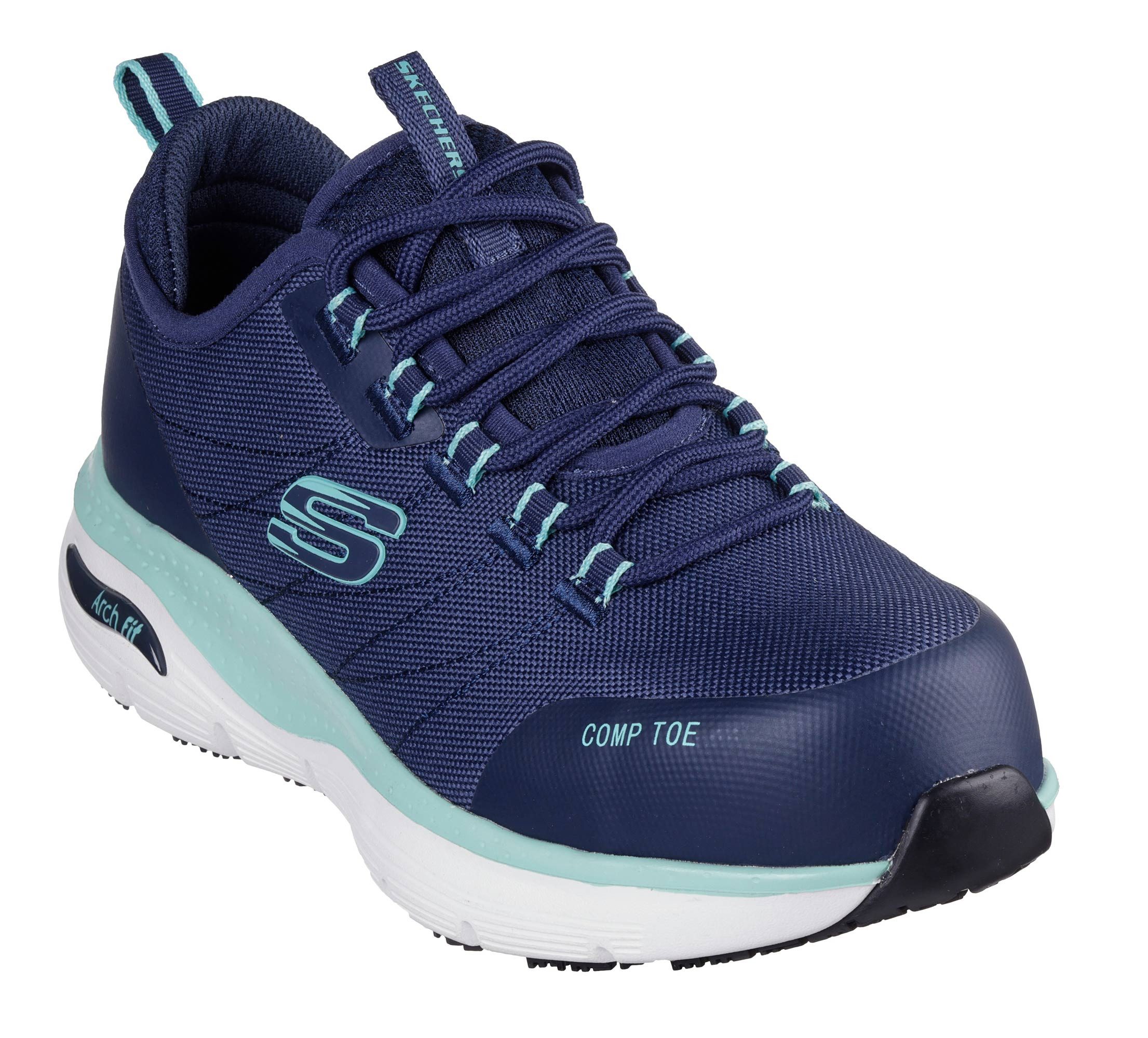 Skechers ARCH FIT SR EBINAL - Max Komfort und Sicherheit - Damen S3 SR ESD Arbeitsschuh Arch Fit Einlegesohle mit zertifizierter Unterstützung des Fußgewölbes