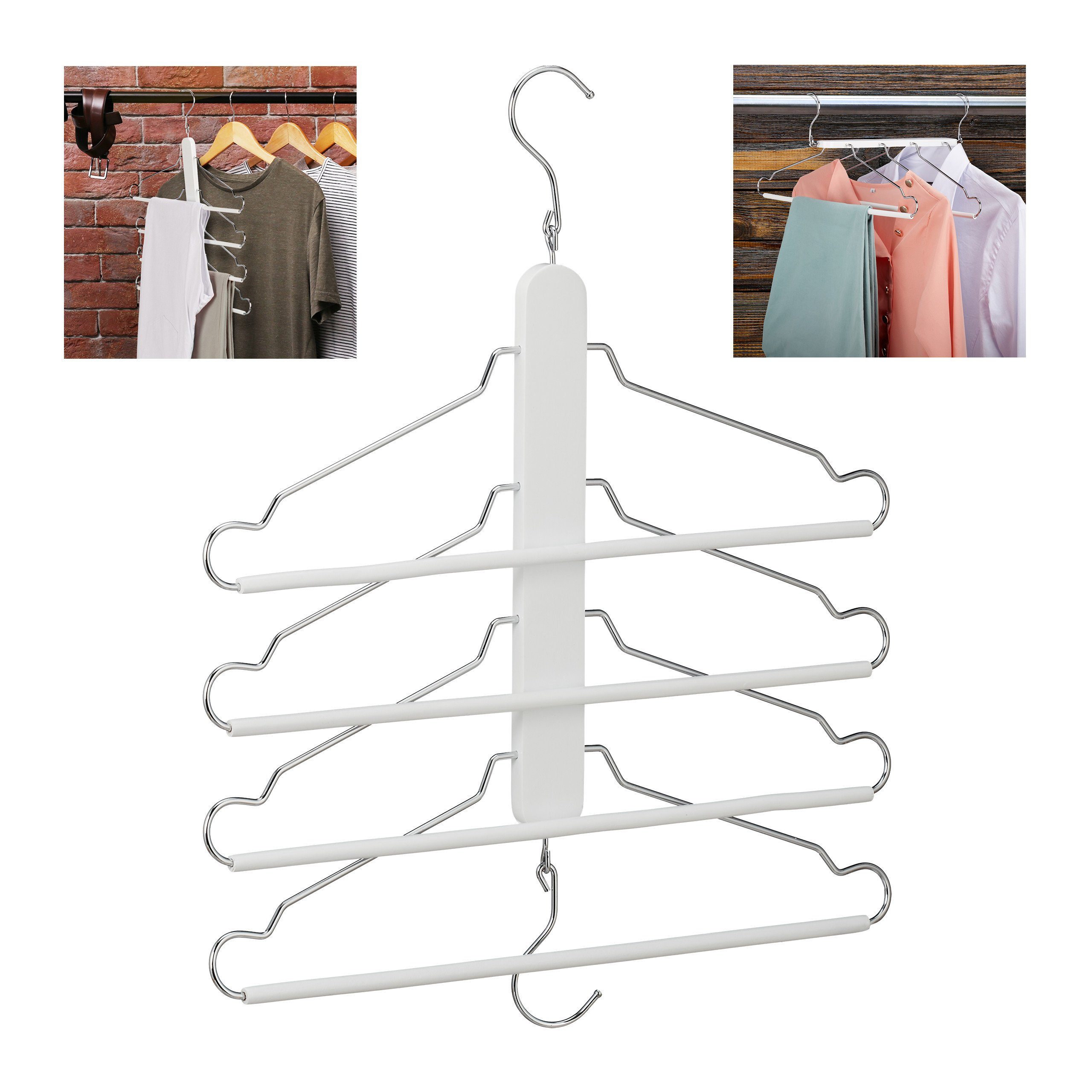 relaxdays Mehrfach-Kleiderbügel Raumsparbügel mehrfach weiß günstig online kaufen