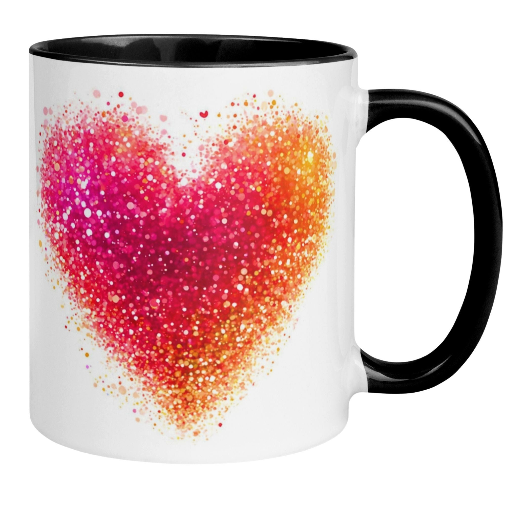 Momentals Tasse Liebe – „Glitzerndes Herz“ – Ich liebe Dich Geschenk Partner Jahrestag, Gratis Versand · Links-&Rechtshänder · Spülmaschinenfest