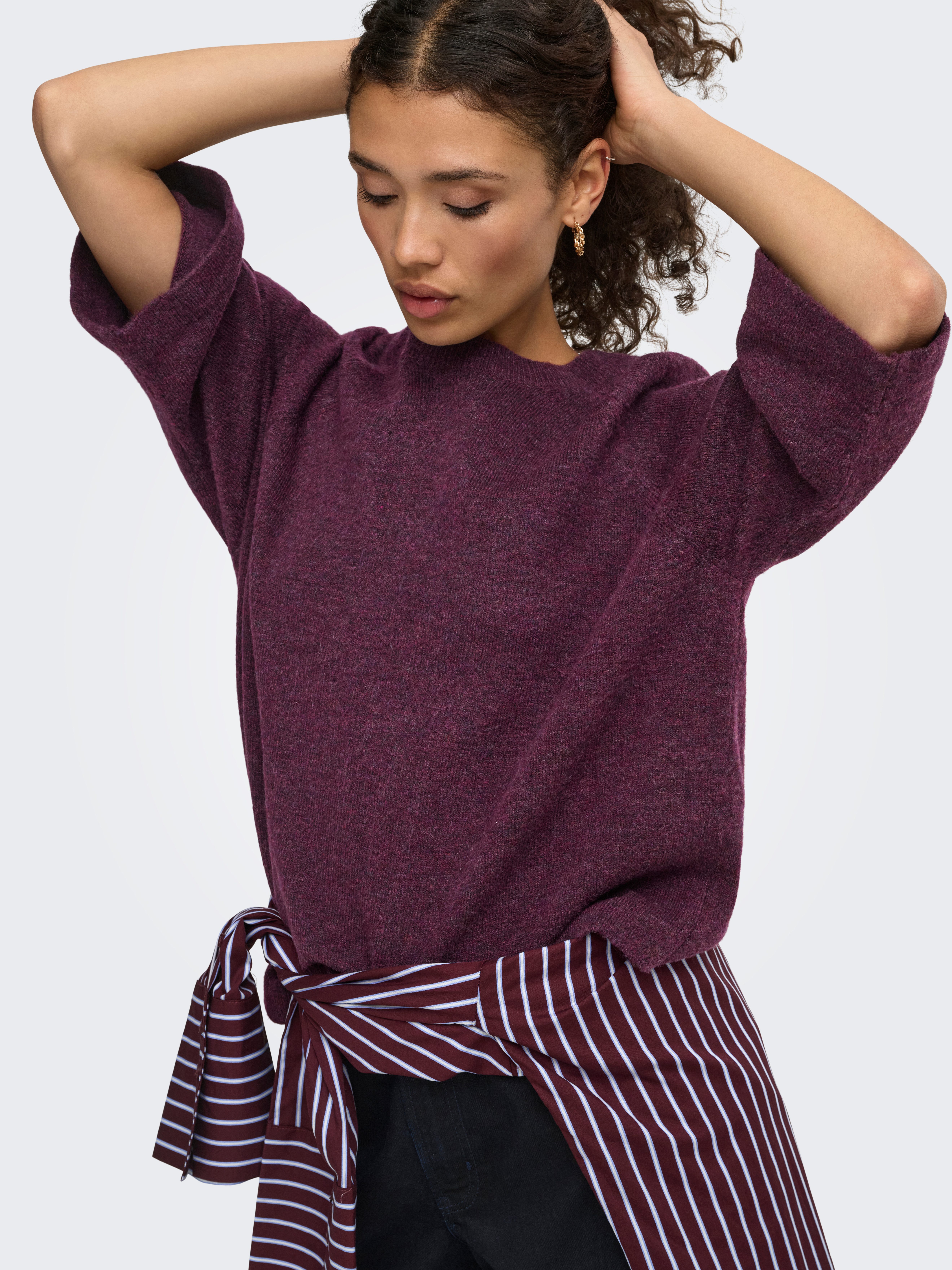 ONLY Strickpullover ONLSIMONI 3/4 PULLOVER KNT NOOS Materialmix, regular fit