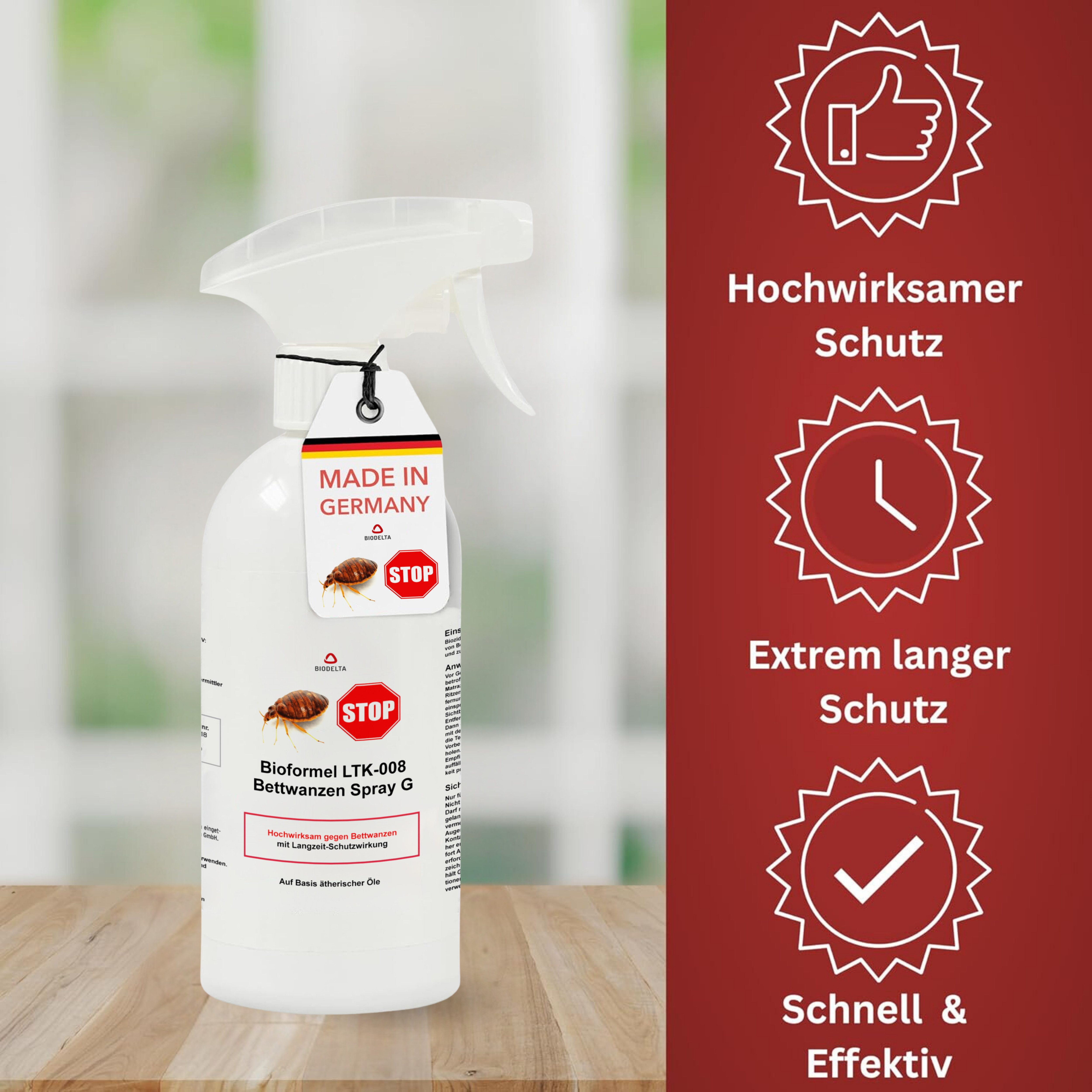 LTK-008 Biodelta Insektenspray Bettwanzen N, 0.5 l, Sprühflasche oder Kanister, 500 ml