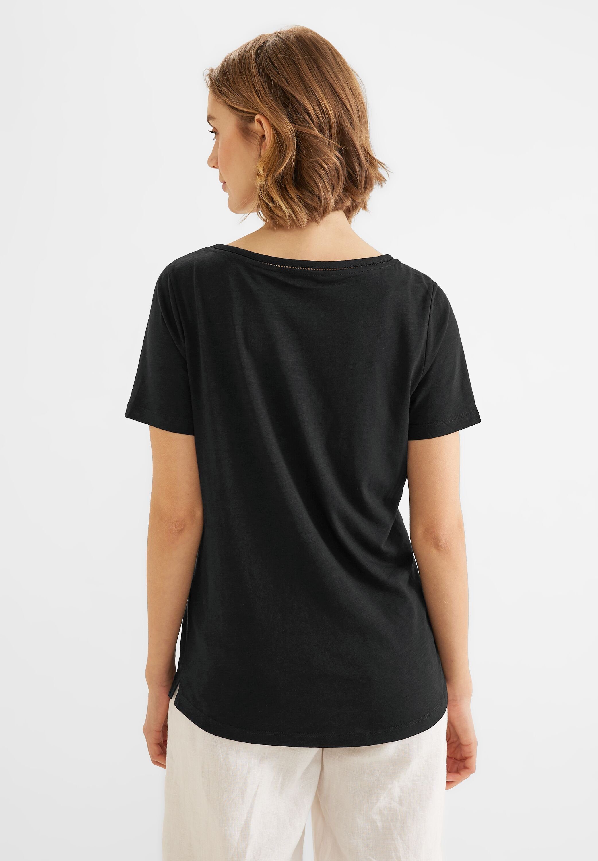 STREET ONE Black Unifarbe T-Shirt in