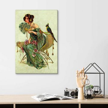 Posterlounge Leinwandbild Master Collection, Die Dame mit dem Papagei, Malerei