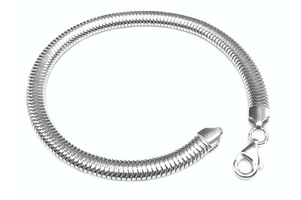 Silberkettenstore Silberarmband Schlangenkette Armband, oval 6mm - 925 Silber, Länge wählbar