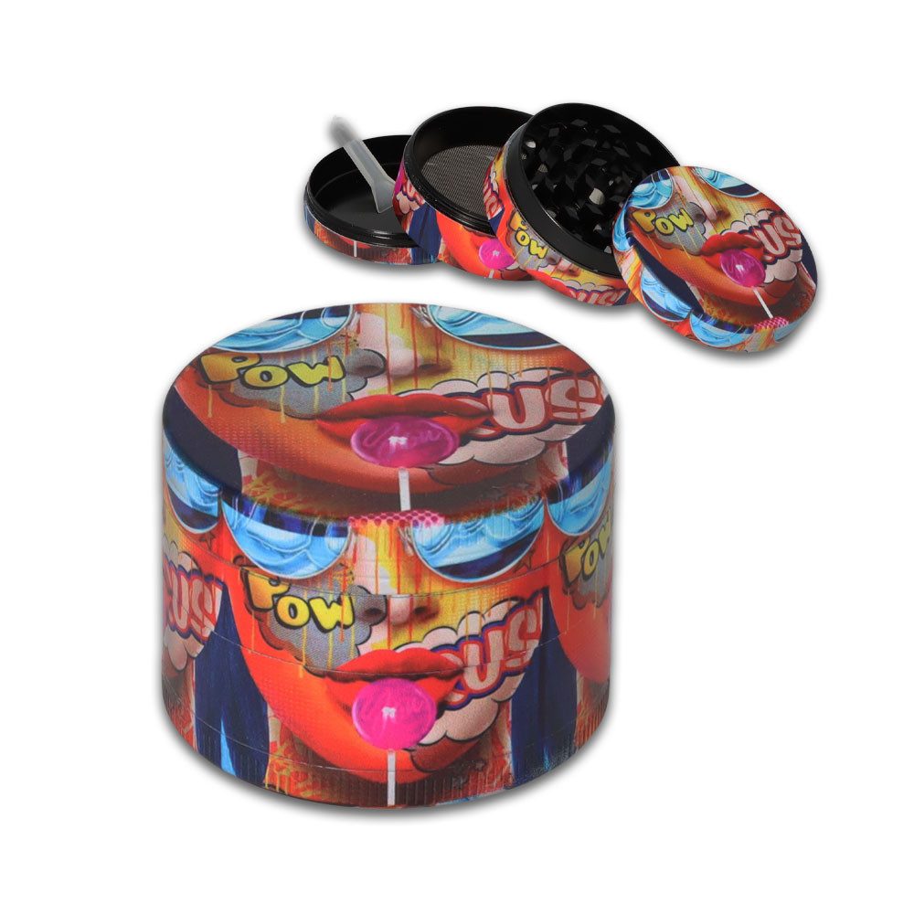Coumo Kräutermühle Grinder Crusher Graffiti Design, Gewürzmühle Set, ⌀ 5 cm, Metall