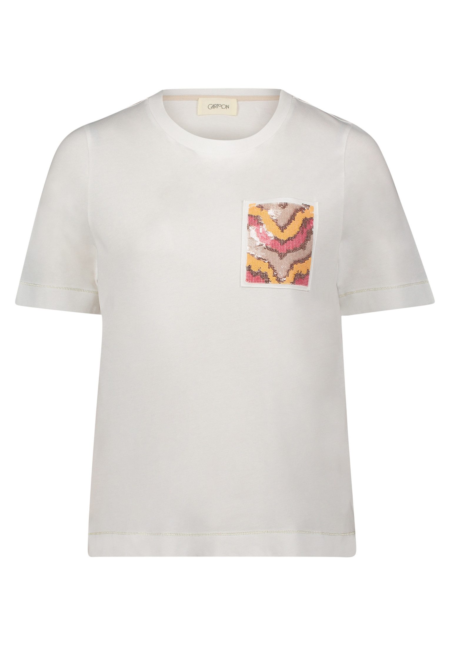Cartoon Kurzarmshirt Damen mit Rundhalsausschnitt (1-tlg) Stickerei günstig online kaufen