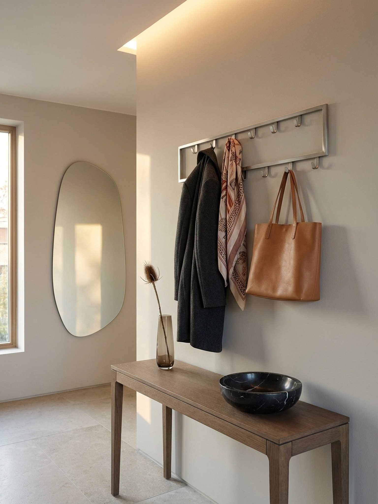 KADIMA DESIGN Wandgarderobe Wandgarderobe Metall Silber 80x20x4 cm Design Flurgarderobe Stahl, Hakenleiste Wandpaneel, Garderobe Wand, Garderobenleiste Flur