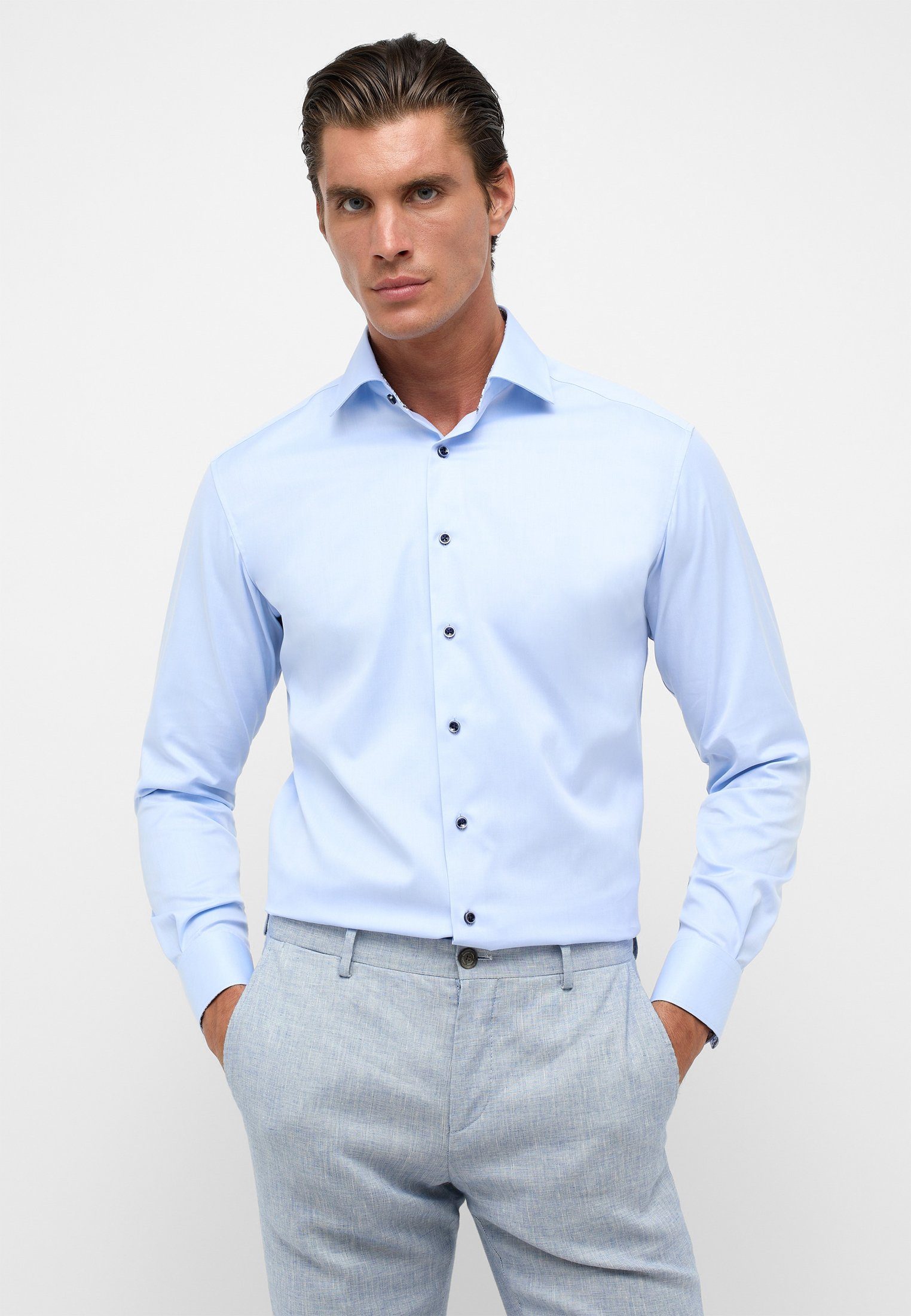 MODERN Langarmhemd Eterna hellblau FIT