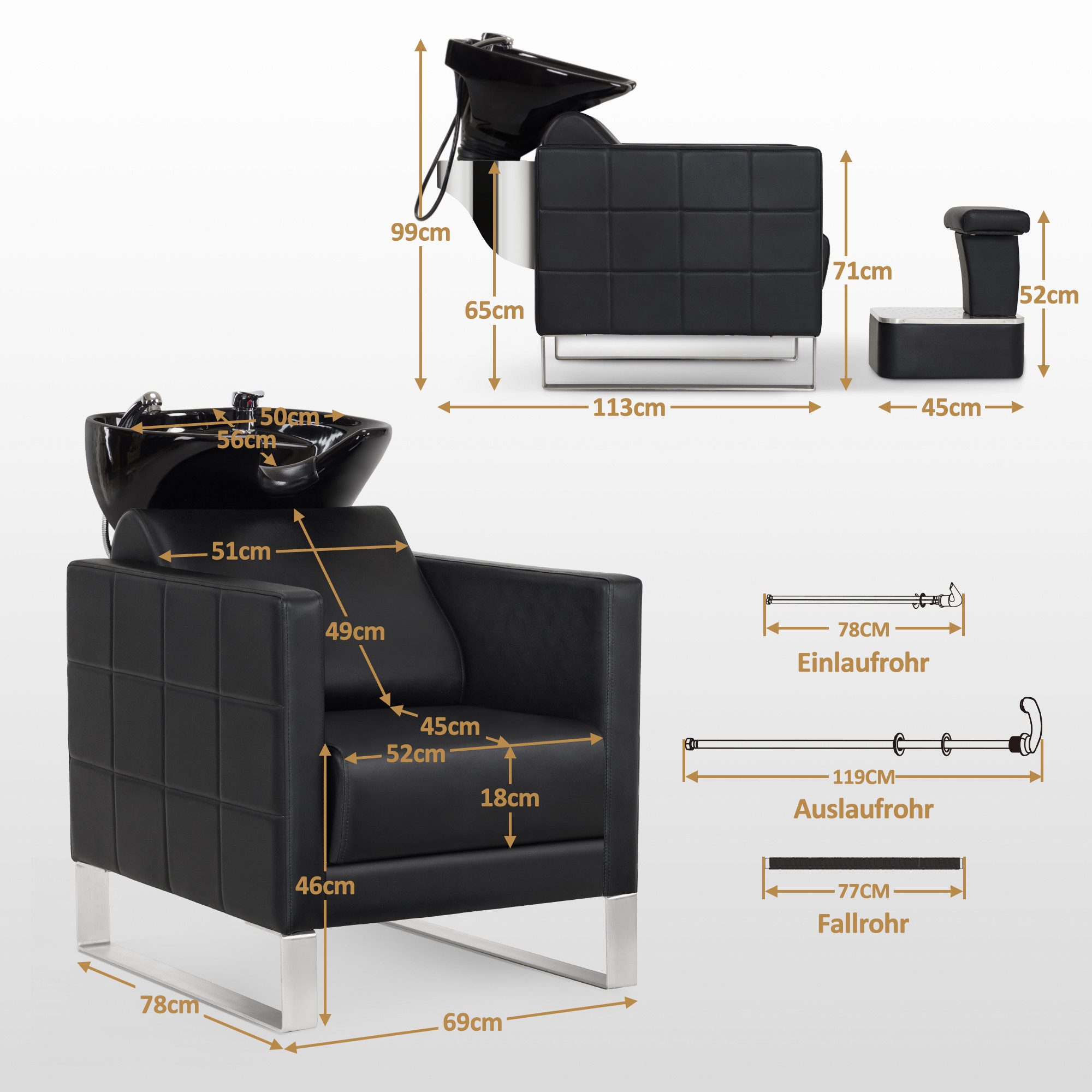 Barberpub Waschbecken BarberPub Friseurstuhl mit Waschbecken günstig online kaufen