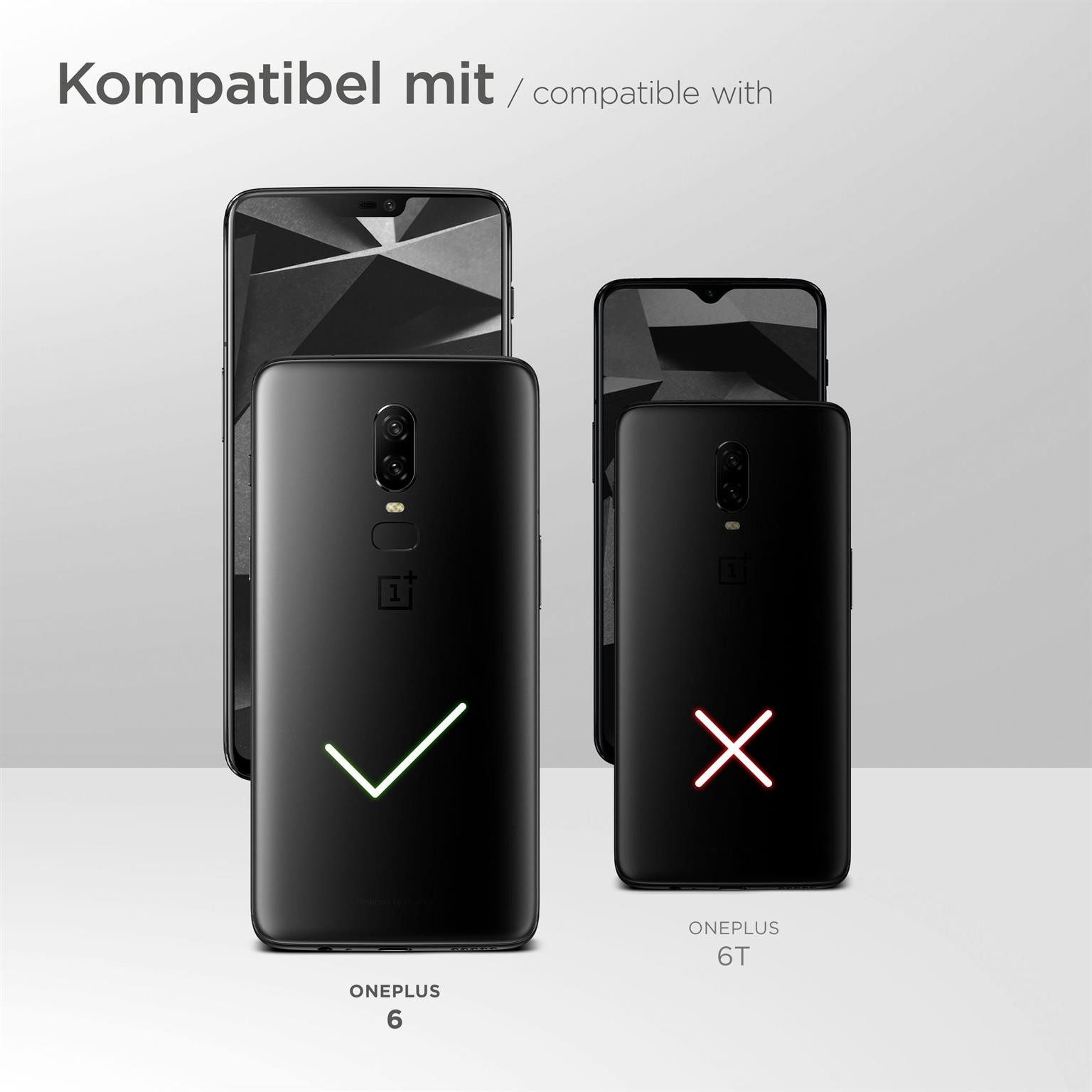 moex Handyhülle für OnePlus 6 Hülle Klappbar Flip Case Schwarz 6,28 Zoll, 360 Grad Schutz Handytasche Leder Optik PU Lederhülle Cover Klapphülle