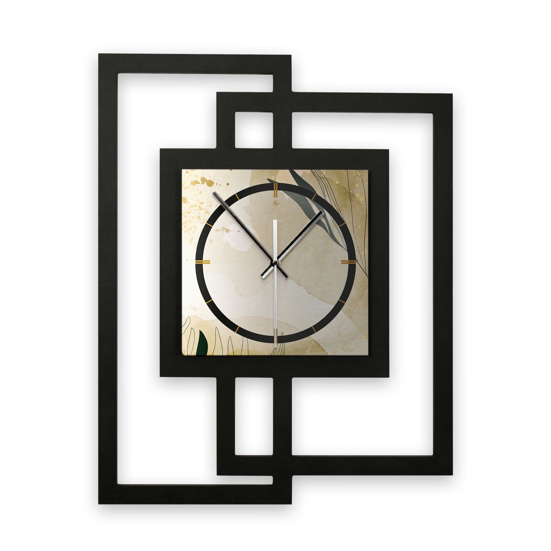 Kreative Feder Wanduhr Design-Wanduhr „Elegant Leaves“ in modernem Metallic günstig online kaufen