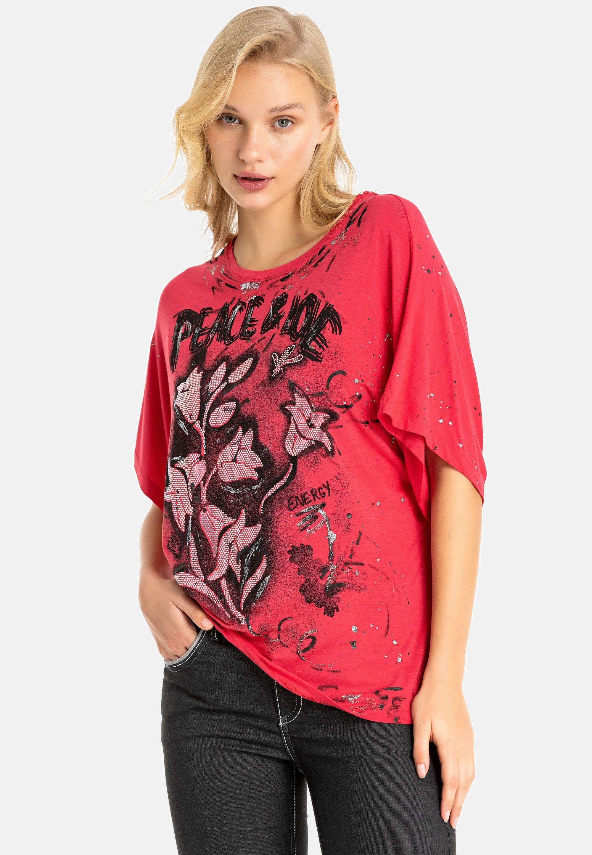 Cipo & Baxx T-Shirt mit Graffiti-Print rosa lässigem