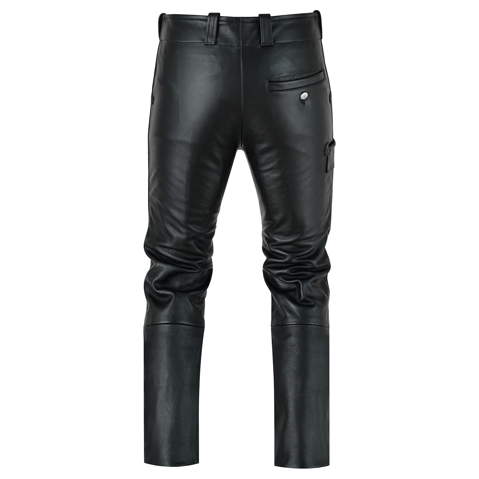 BOHMBERG Lederhose HerrenZimmermannshose, Zunfthose echtes Rinds Leder, Schwarz