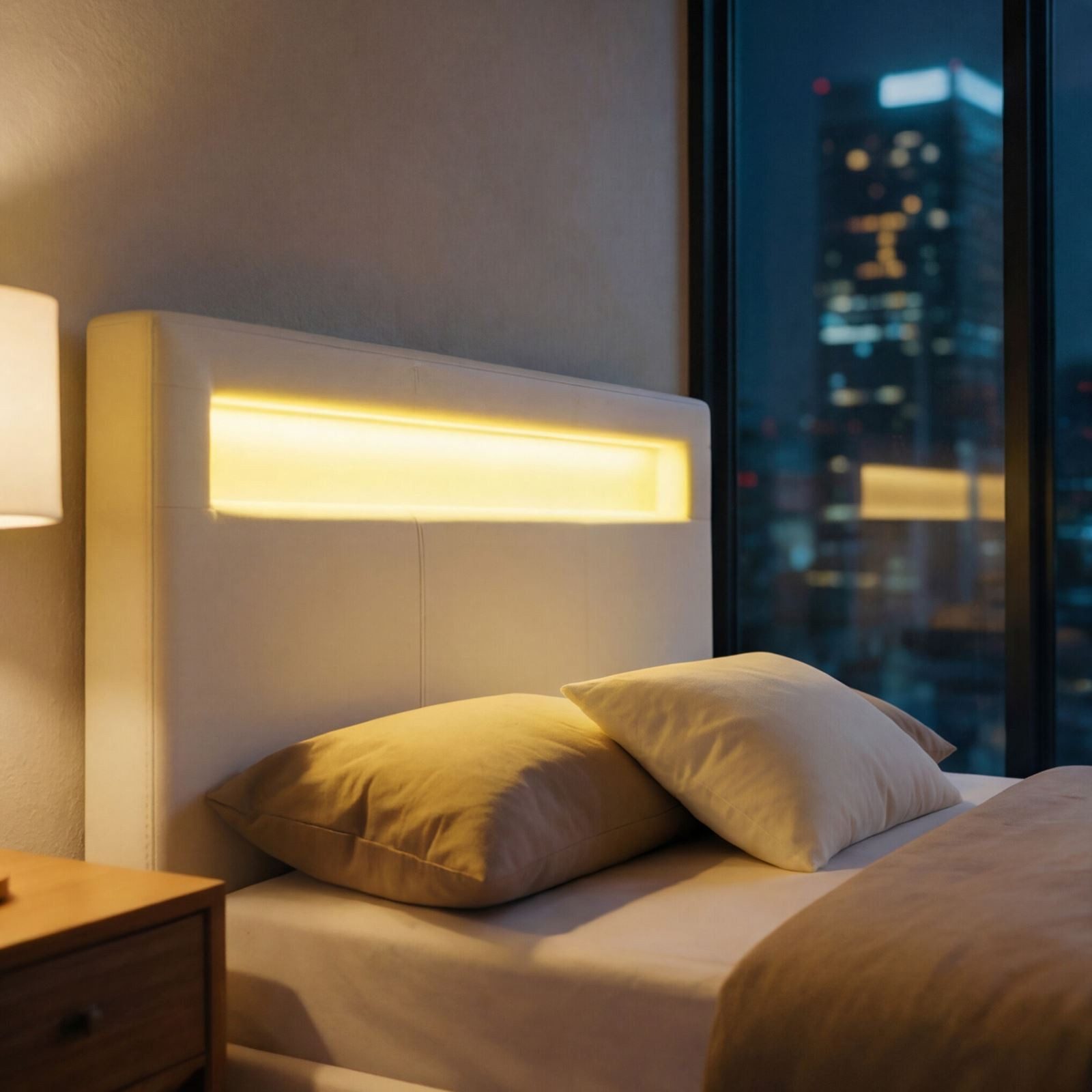 CARO-Möbel Polsterbett MIRASOL, Einzelbett 120x200cm mit Lattenrost & LED Beleuchtung Kunstleder Weiß