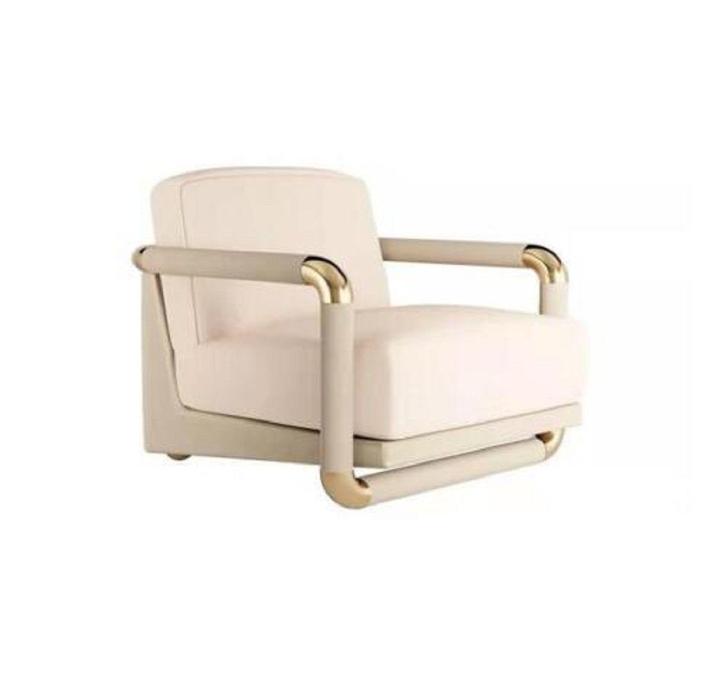 JVmoebel Sessel Stilvolle Sessel Beige Sessel Fernseh Couch 1 Sitzer Sofa Textil Stoff (1-St., 1x Sessel), Made in Europa