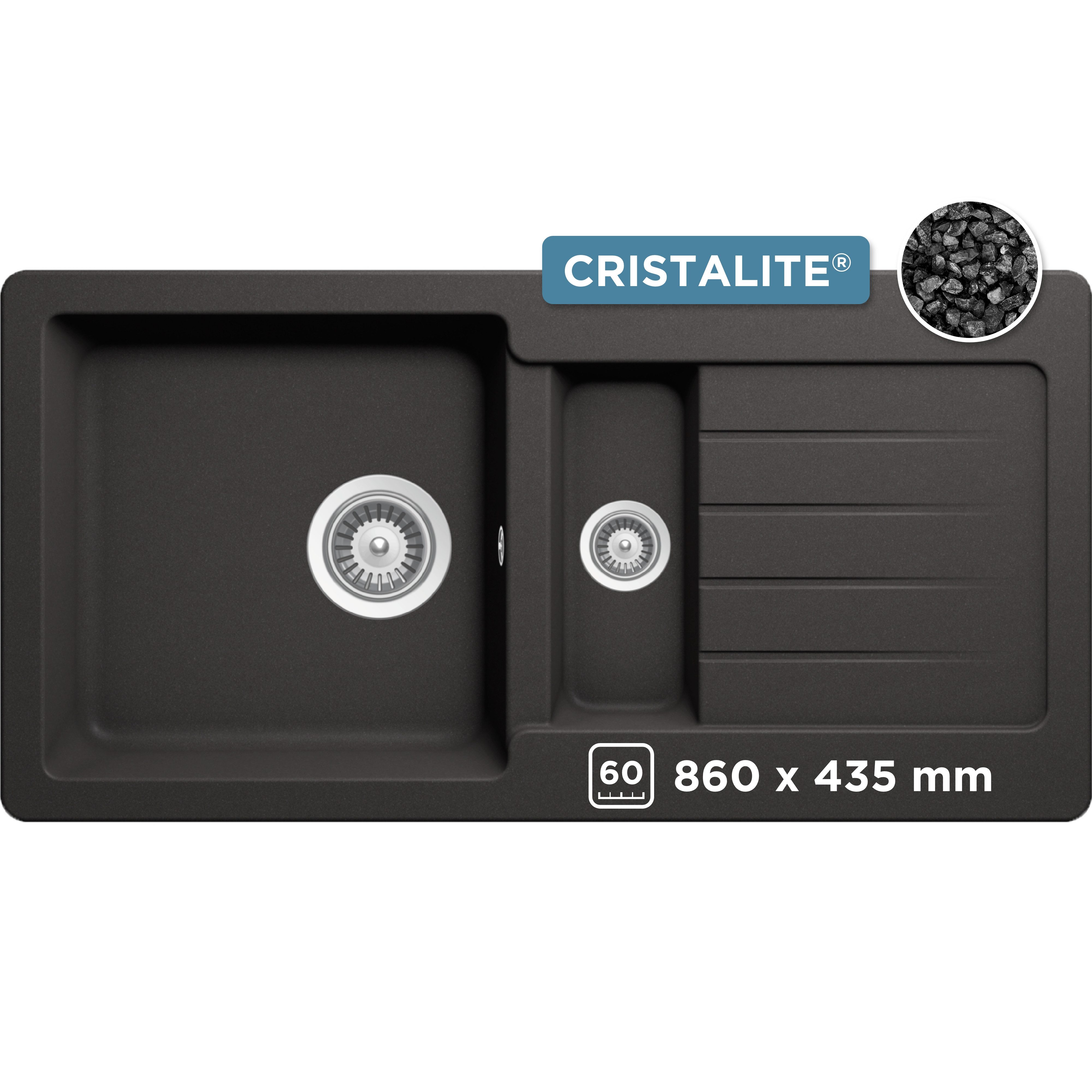 Schock Granitspüle Typos DS, rechteckig, 86/43,5 cm, mit Restebecken