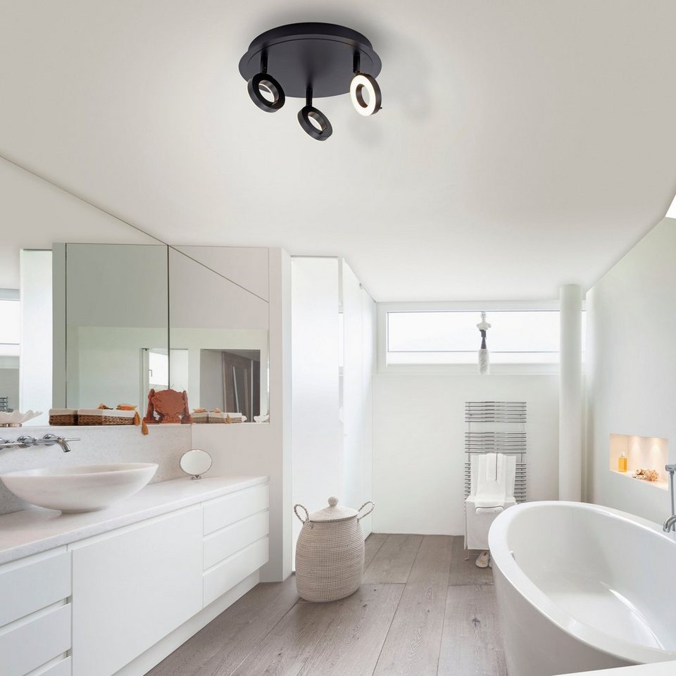 Paul Neuhaus Deckenleuchte SILEDA, LED fest integriert, Warmweiß, LED, IP44,  IP44, Besonders geeignet für Badezimmer, Wohnzimmer, Küche, Schlafzimmer,  Flur