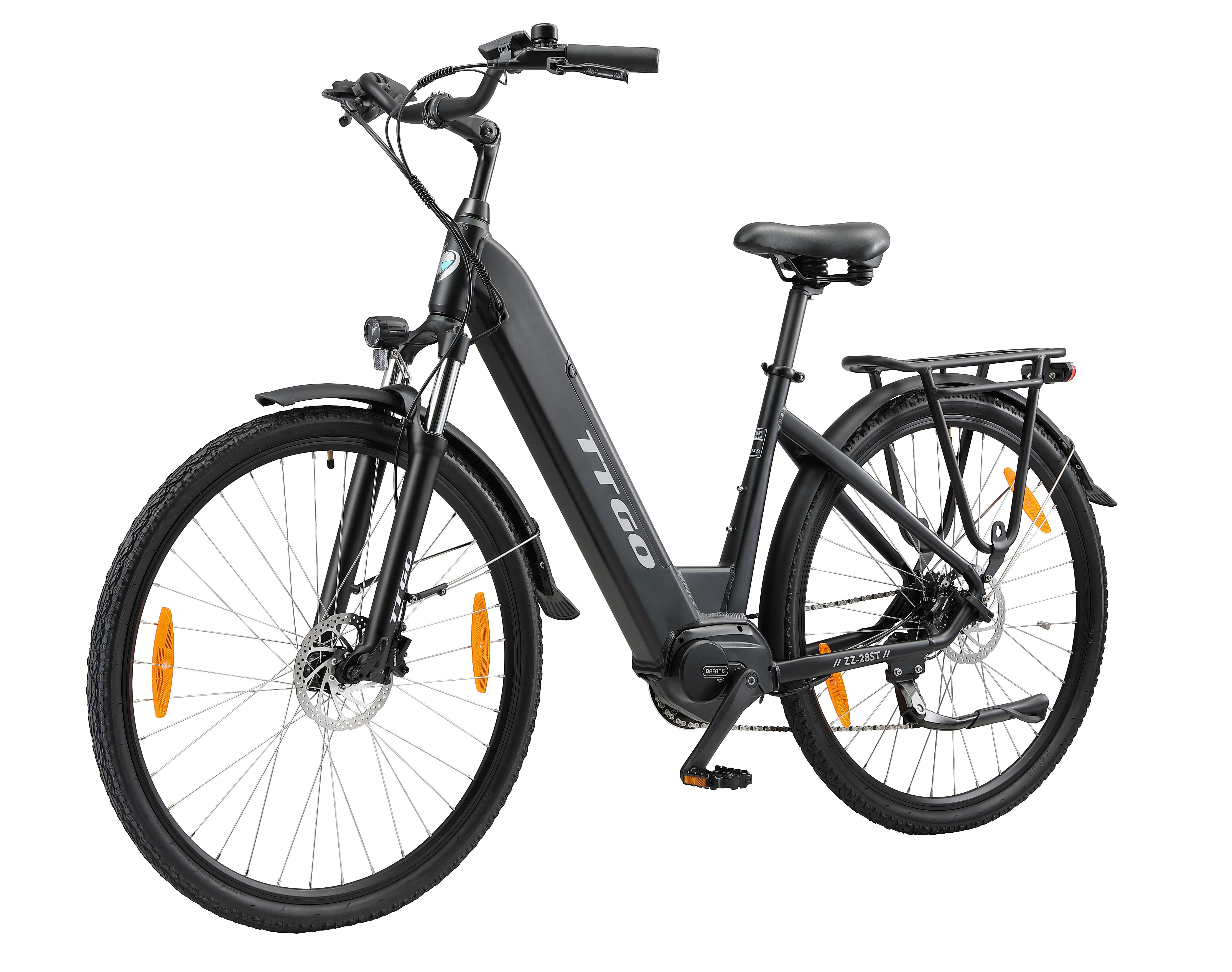 E-Bike ZZ-28ST 28’’ E-Cityrad Alu-Tiefrahmen mit Mittelmotor und Gepäckträger