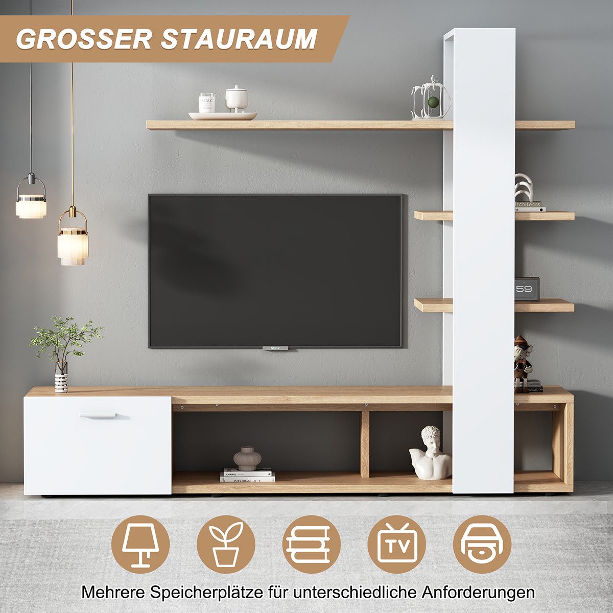 XDeer Wohnwand Wohnwand mit TV-Schrank Wohnzimmermöbel-Set günstig online kaufen