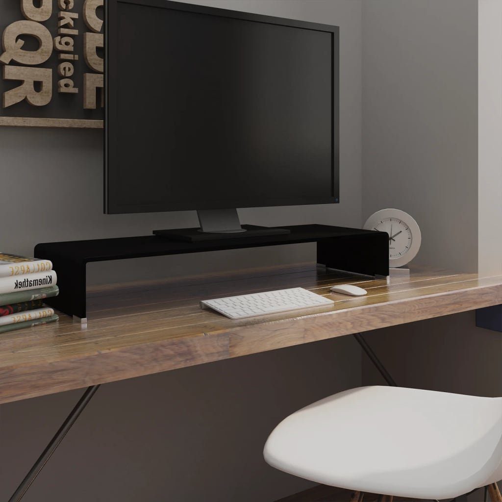 furnicato TV-Aufsatz TV-Tisch/Bildschirmerhöhung Glas Schwarz 90x30x13 günstig online kaufen