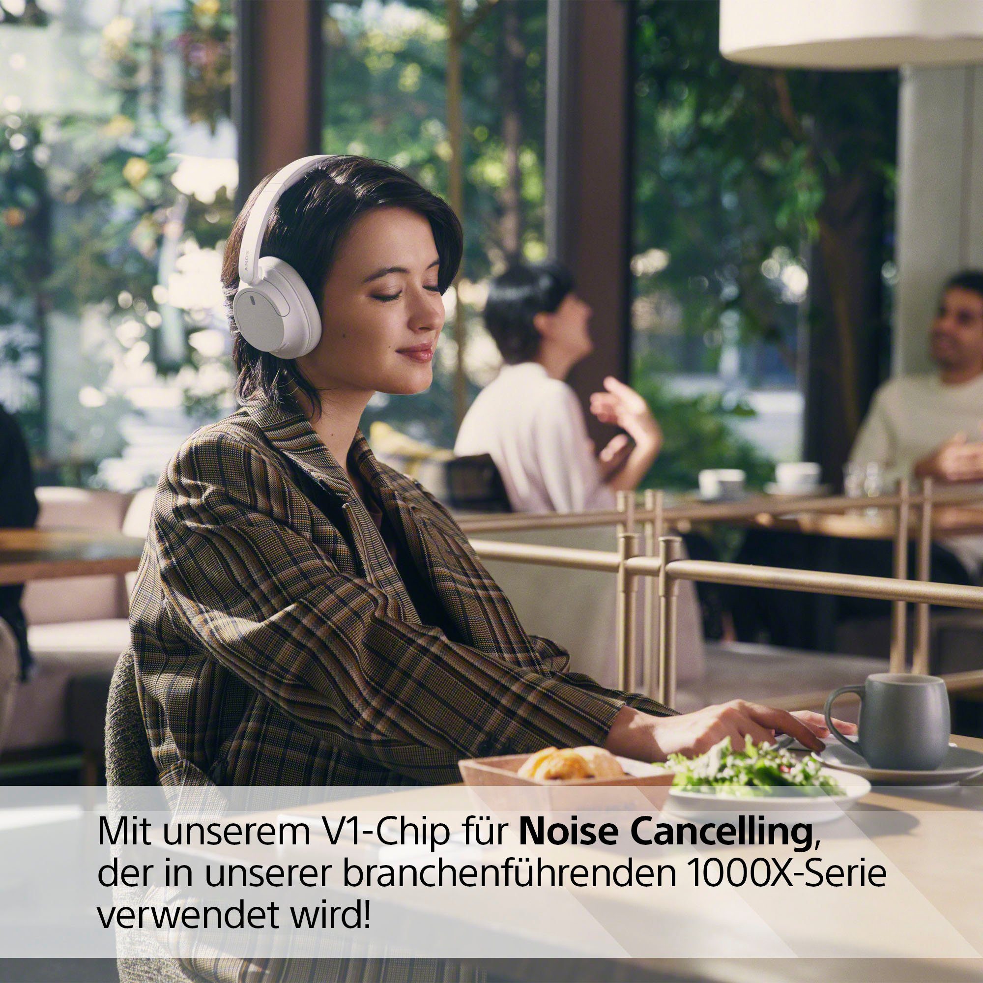 LED Over-Ear-Kopfhörer und Siri, Sony Weiß Anrufe integrierte Google Multi-Point-Verbindung, Ladestandsanzeige, für (Freisprechfunktion, Alexa, Musik, Noise-Cancelling, WH-CH720N Steuerung Assistant, Bluetooth) Sprachsteuerung,