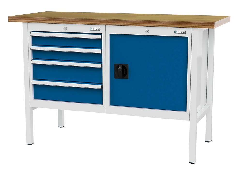 Simplaflex Werkbank Simplaflex Kastenwerkbank mit 4 Schubladen + 1 Türe