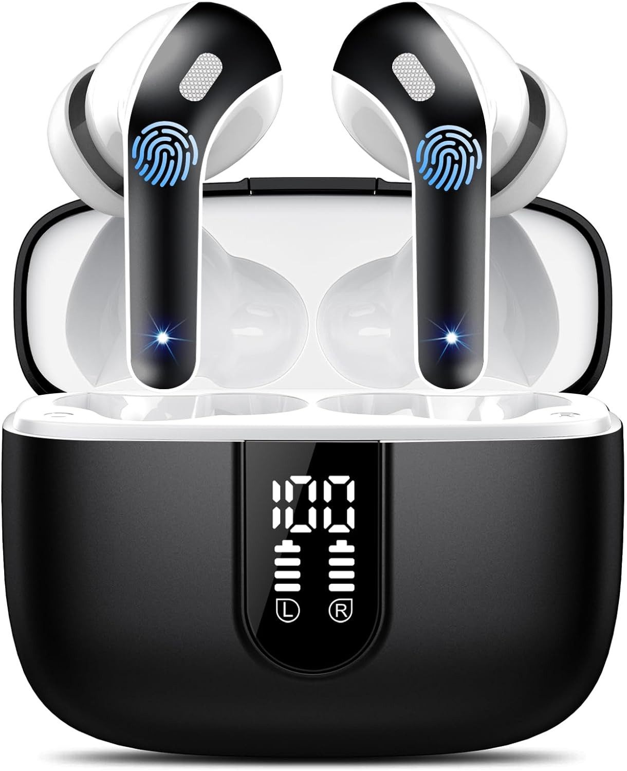 IKT Kabellos Bluetooth 5.3 mit 50H Tiefer Bass, 2024 Neue In-Ear-Kopfhörer (Hybrides ENC-Doppelmikrofon unterdrückt Hintergrundgeräusche für klare Gespräche., Noise Cancelling Earbuds mit 4 ENC Mic, IPX7 Wasserdicht, USB-C)