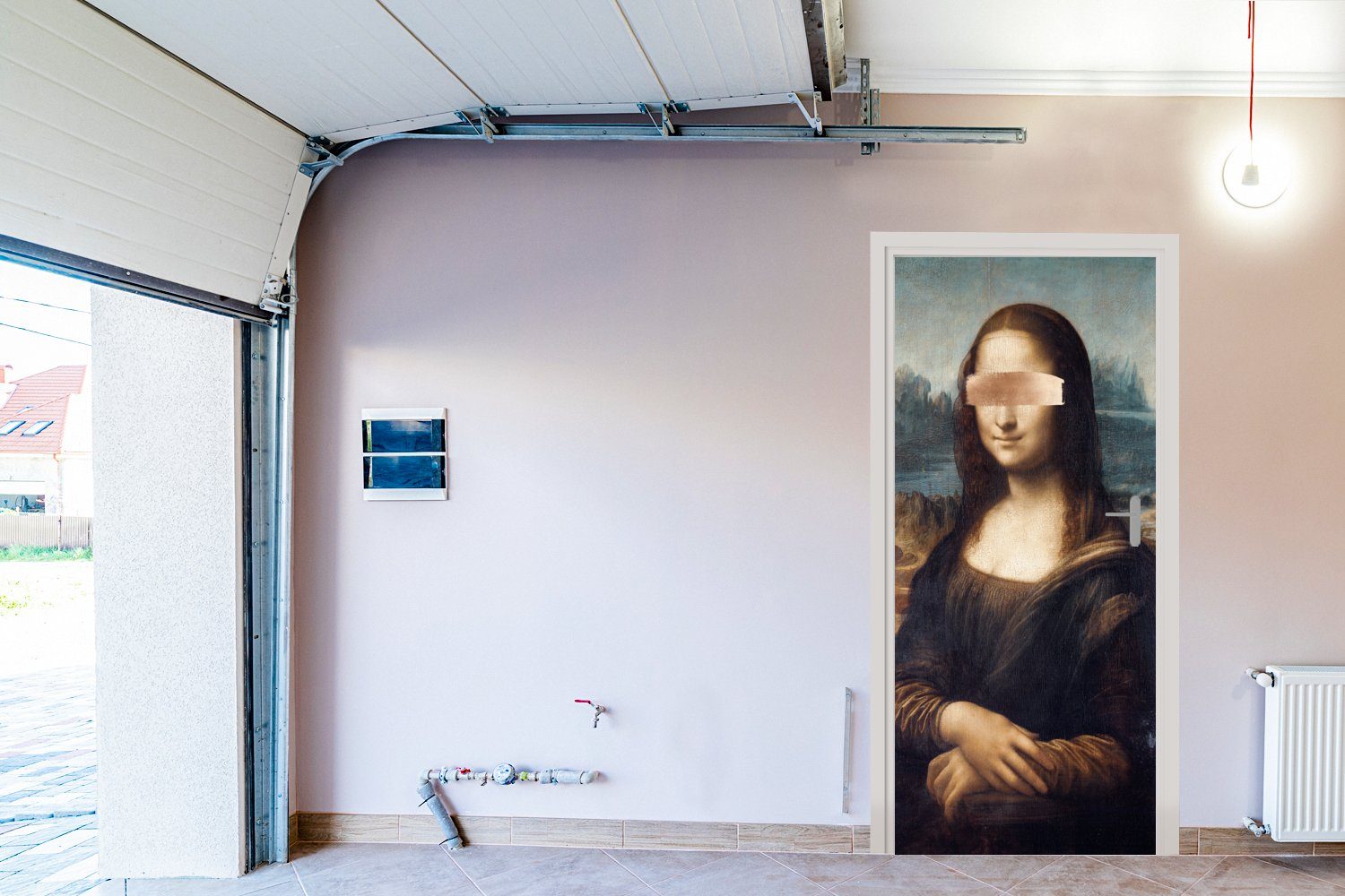 Mona für St), Matt, Tür, MuchoWow - - Gemälde (1 75x205 bedruckt, Türaufkleber, Fototapete Türtapete Farbe, Lisa cm