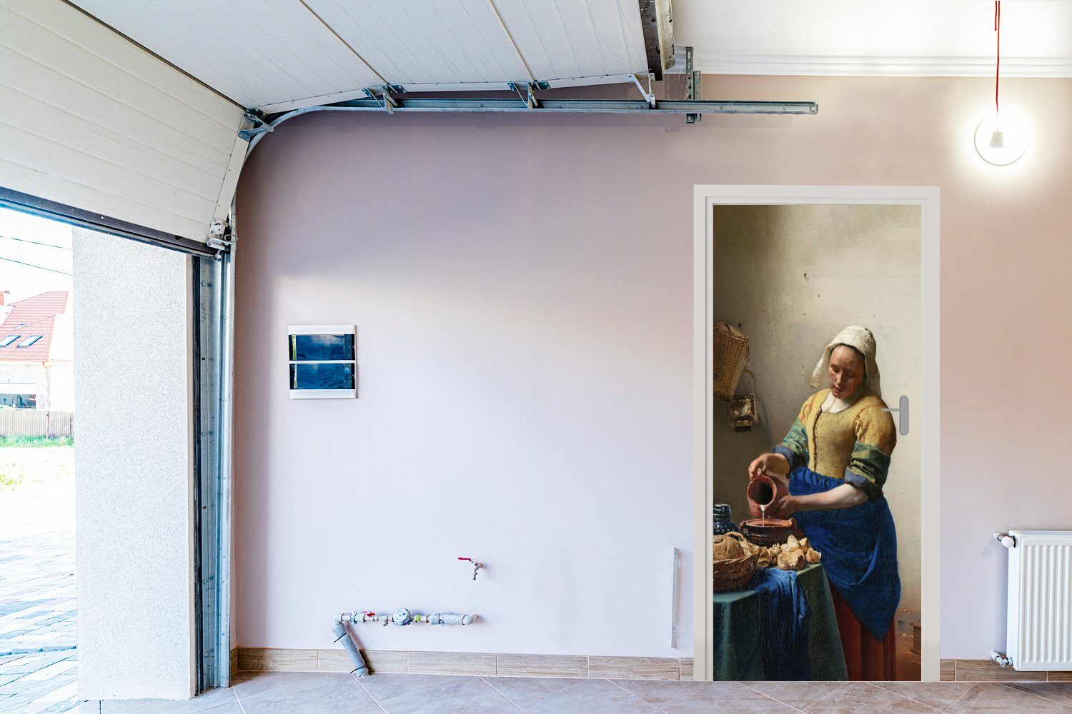 MuchoWow Türtapete Das Milchmädchen - Vermeer - St), (1 cm Alte Tür, bedruckt, für Meister, 75x205 Fototapete Türaufkleber, Matt