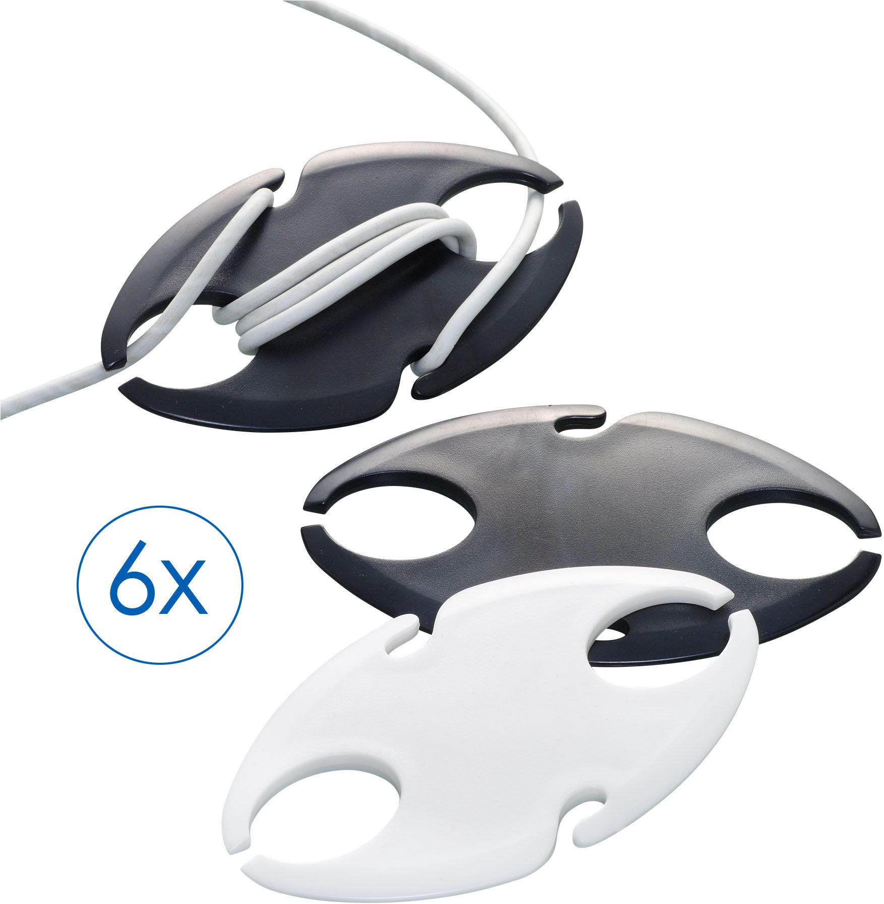 Ruco Kabelaufroller, 6er Set Elektro-Kabel, Kabelaufwickler, Kabelhalter, Made in Germany