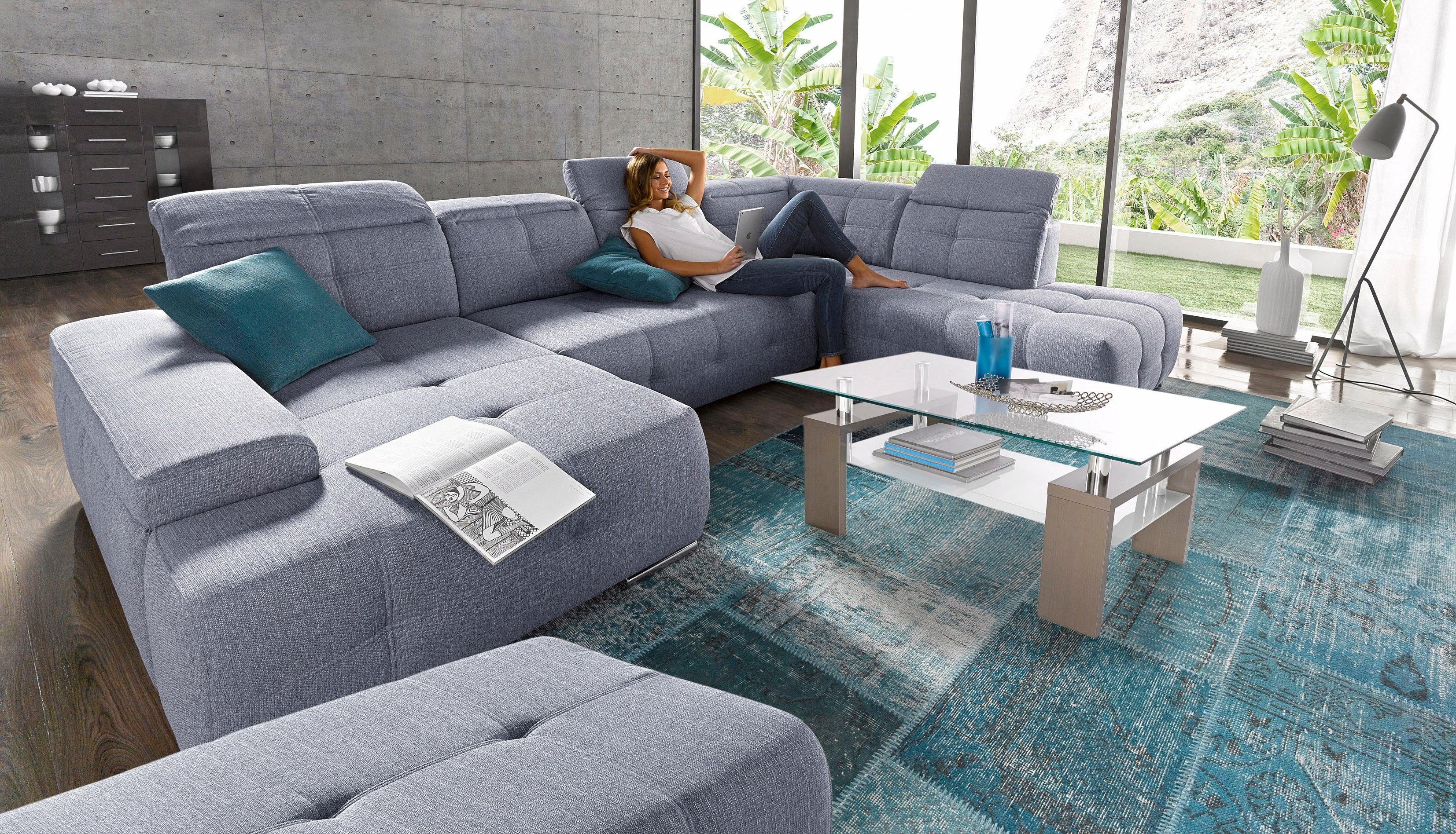 sit&more Wohnlandschaft Mistral U-Form, wahlweise mit Bettfunktion, inklusive Kopfteilverstellung